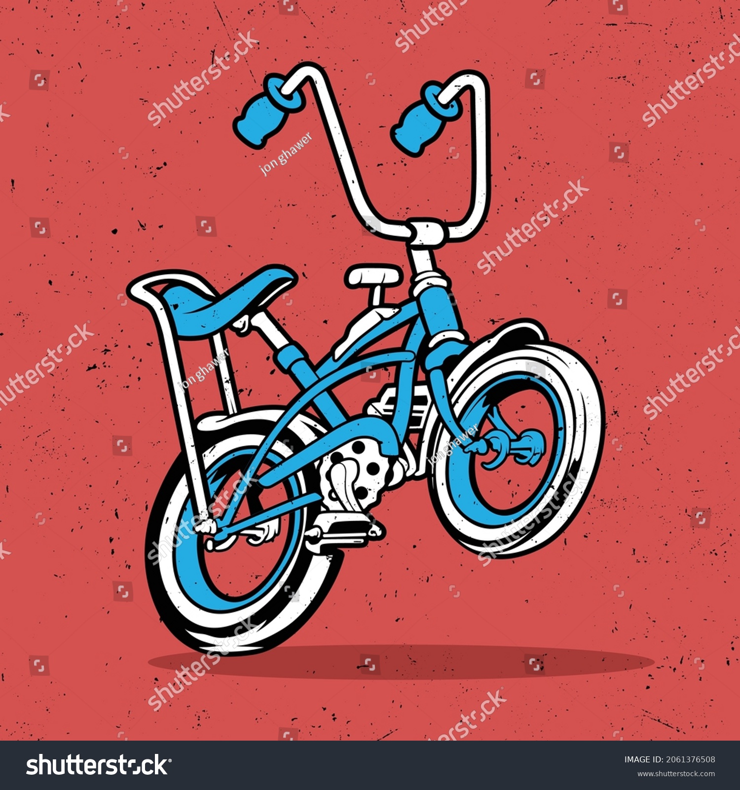 SVG of blue low rider bike in red background vintage free vector svg