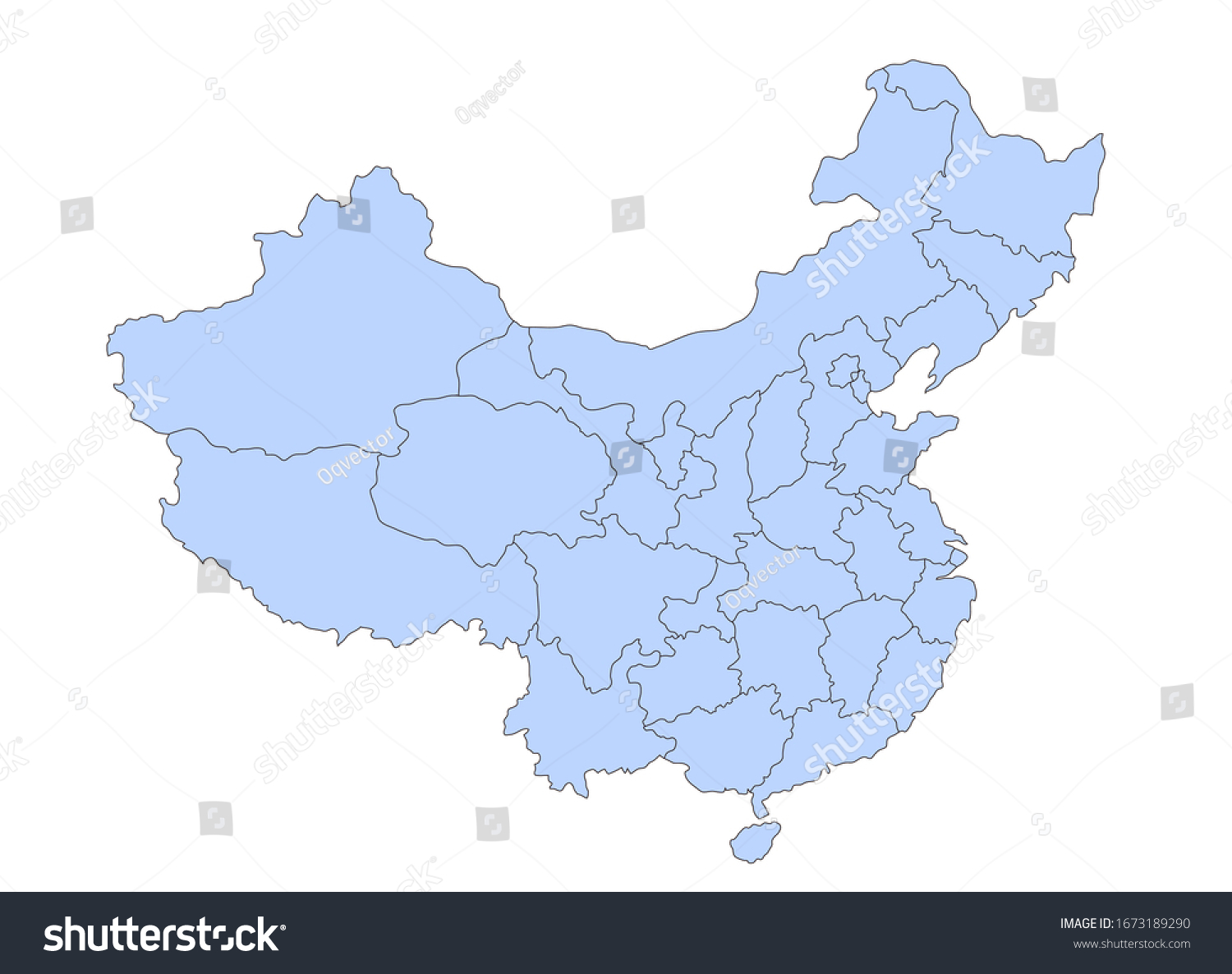 Blue Map China Provinces Depicted On Stock Vector (Royalty Free ...