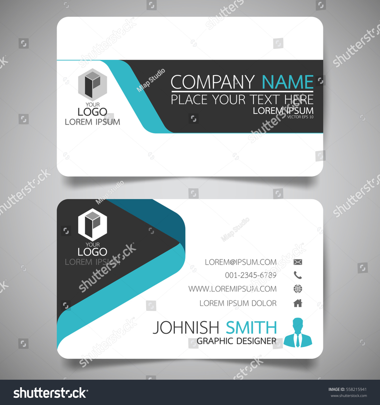 blue modern creative business card name のベクター画像素材