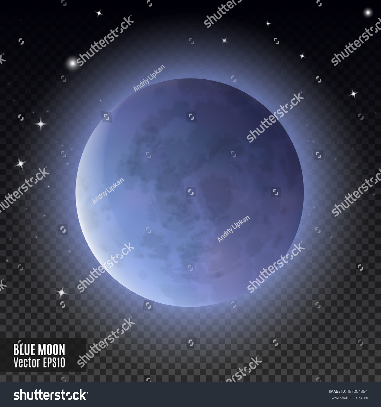 Blue Moon Realistic Detailed Full Moon Stock Vector (Royalty Free ...