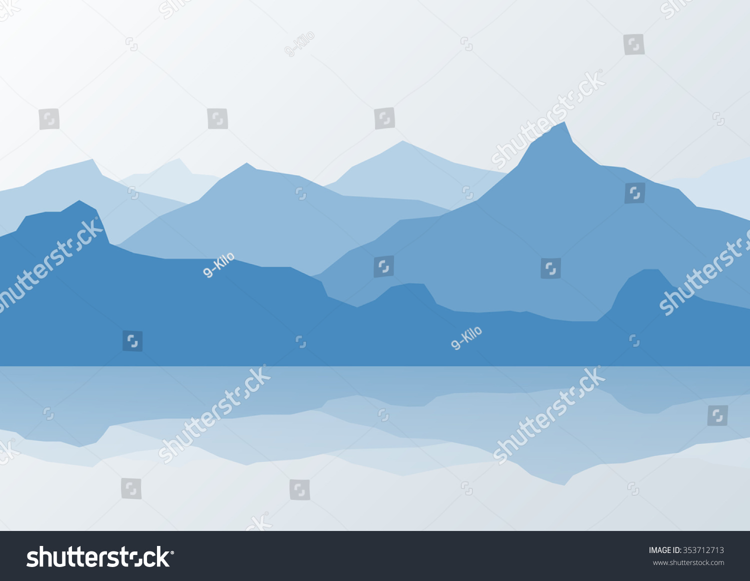 Blue Mountain Landscape Reflection Lake Vector Stock Vector 353712713 ...