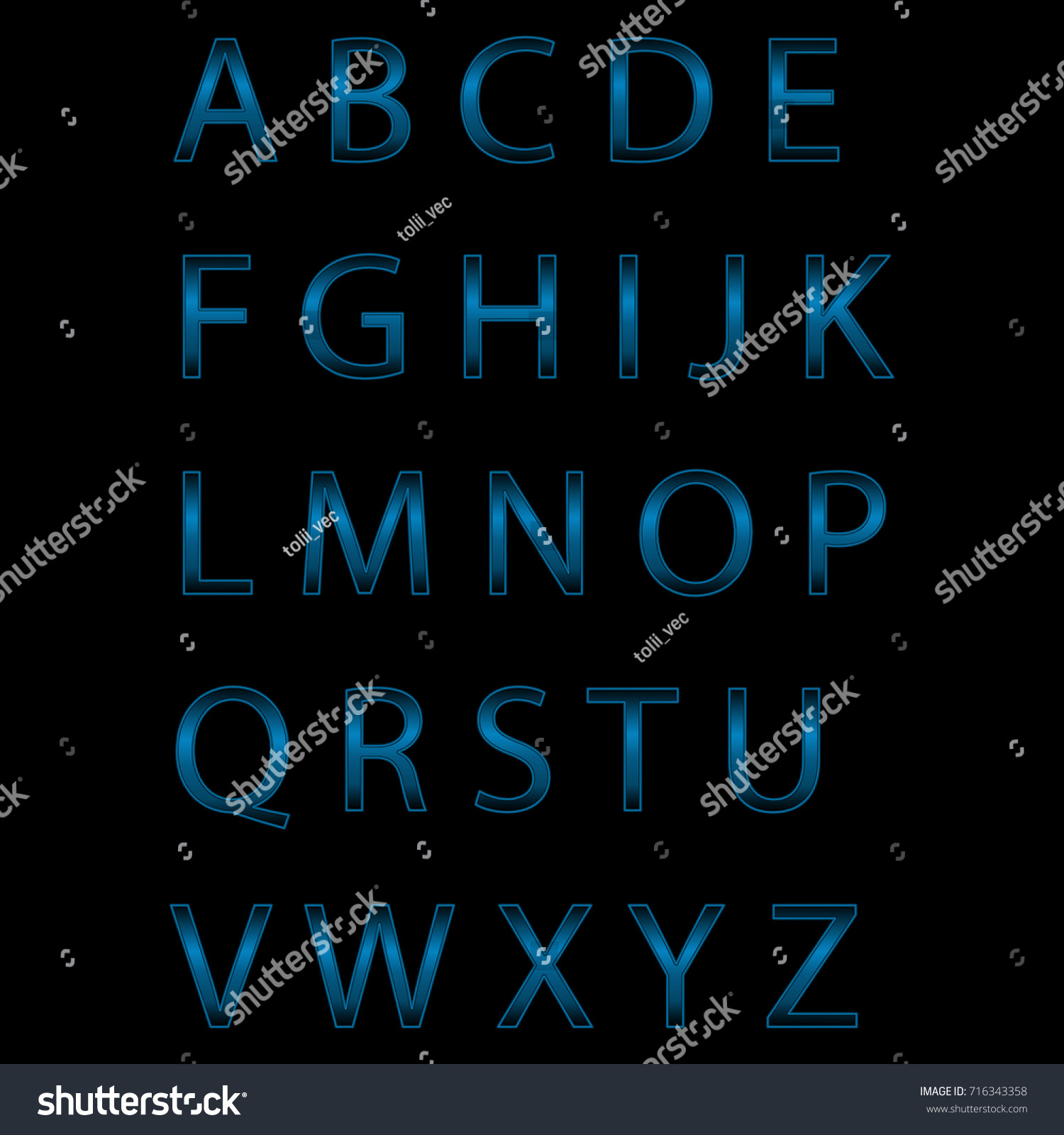 Blue Neon Alphabet Glowing Letters Vector Stock Vector (royalty Free 