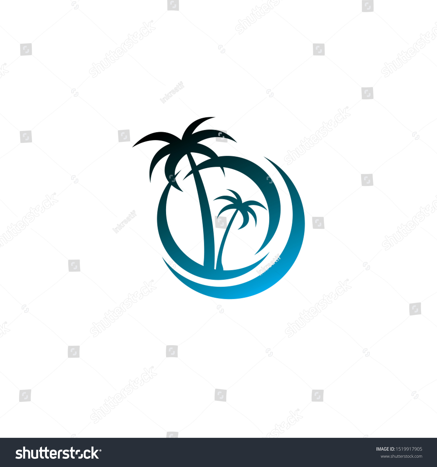Blue Ocean Palm Logo Templae Stock Vector (Royalty Free) 1519917905