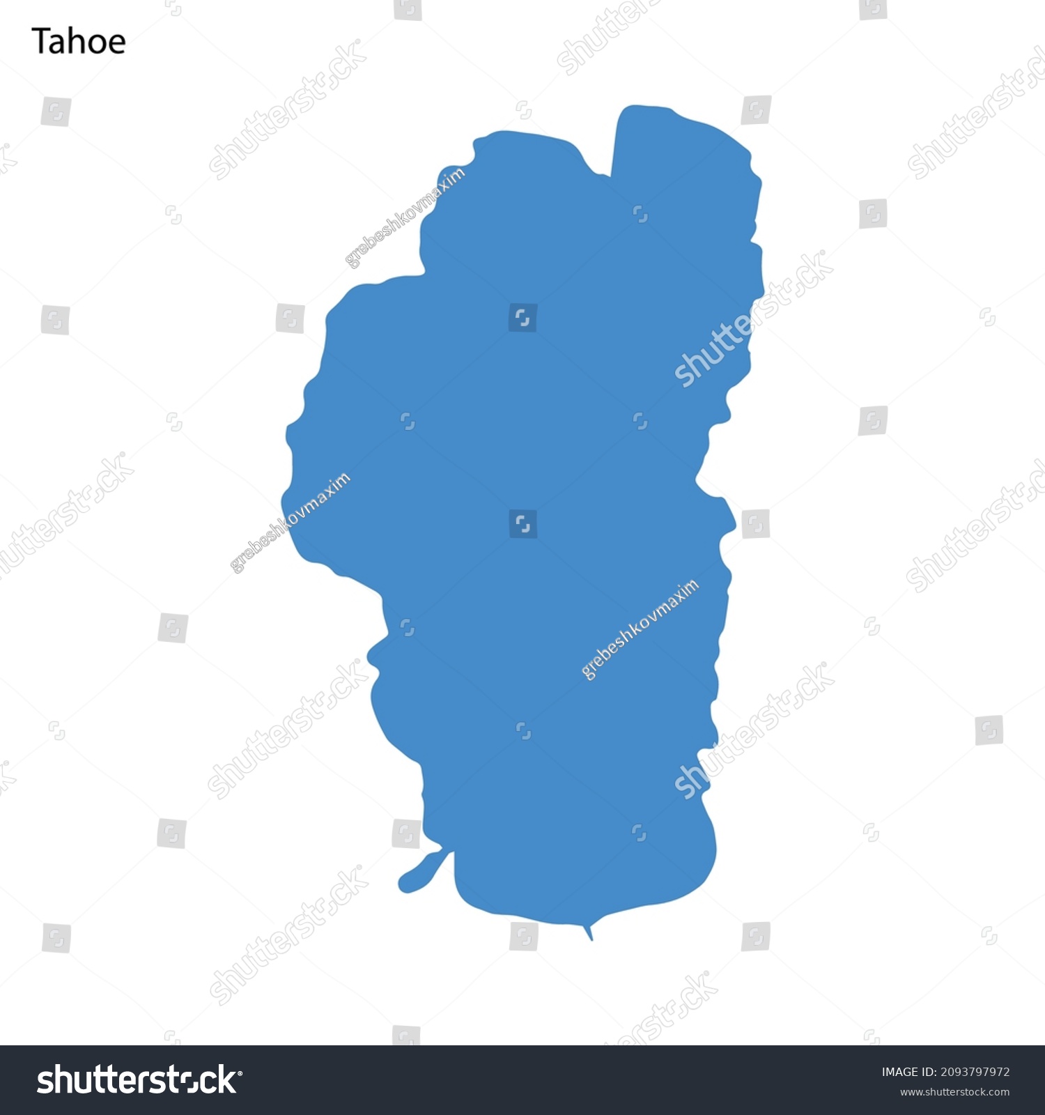 SVG of Blue outline map of Tahoe Lake, Isolated vector siilhouette on white background svg