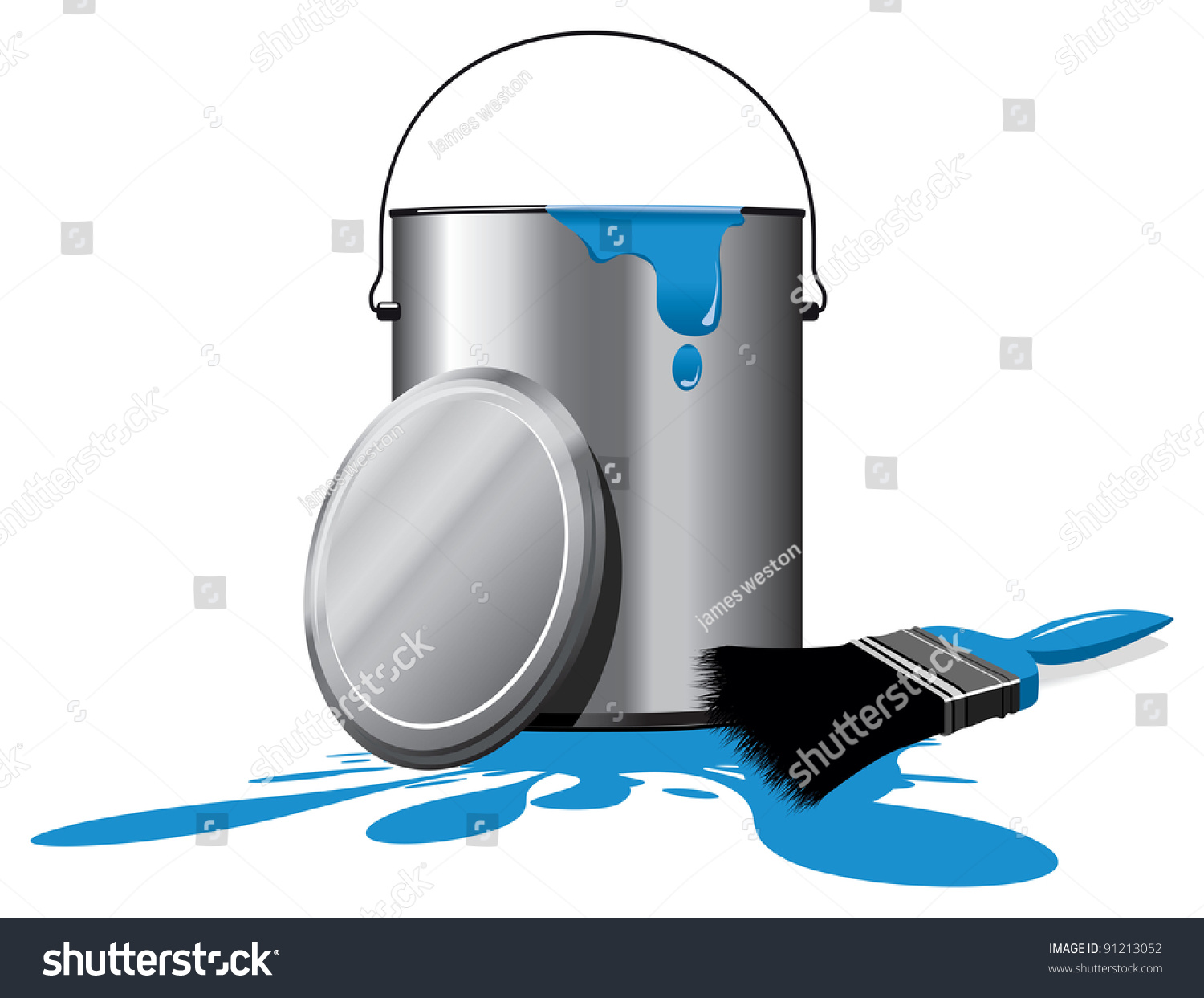 Blue Paint Pot Stock Vector Illustration 91213052 : Shutterstock