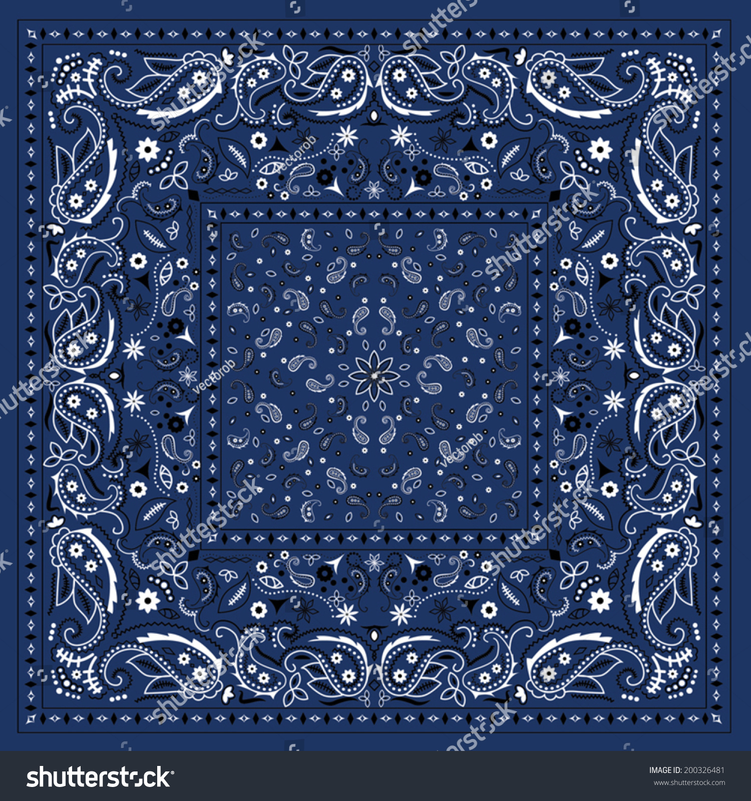 Blue Paisley Bandana Stock Vector Illustration 200326481 : Shutterstock