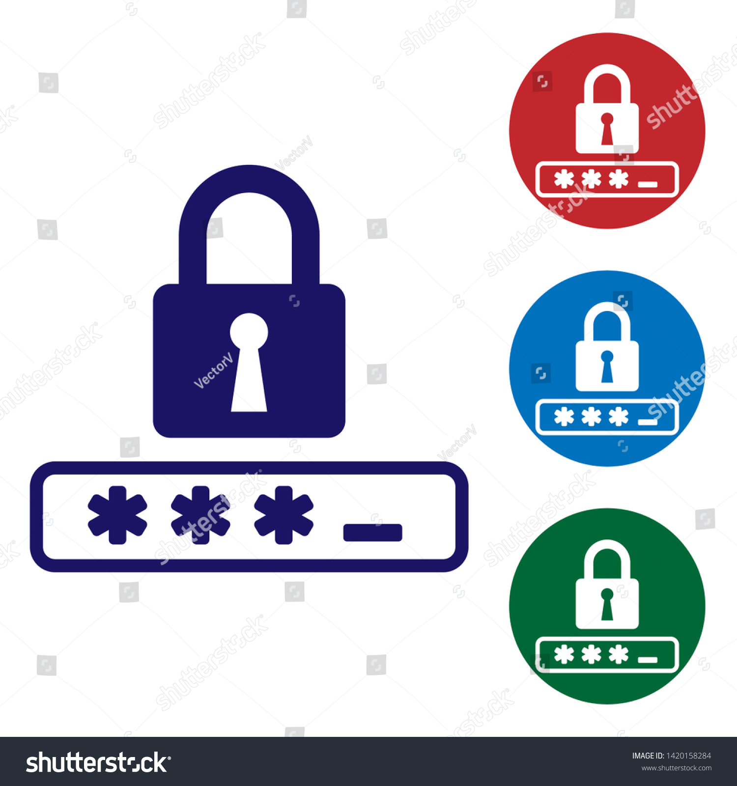 Blue Password Protection Safety Access Icon Stock Vector Royalty Free