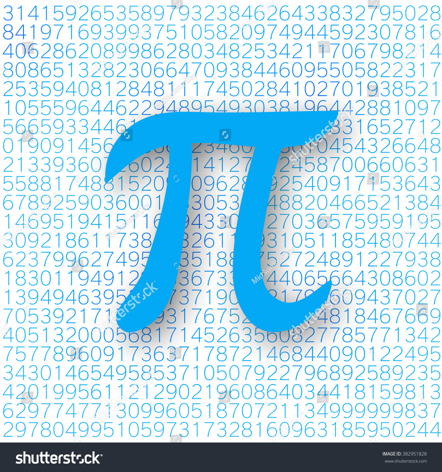 Blue Pi Number Shadow On White Stock Vector 382951828 - Shutterstock