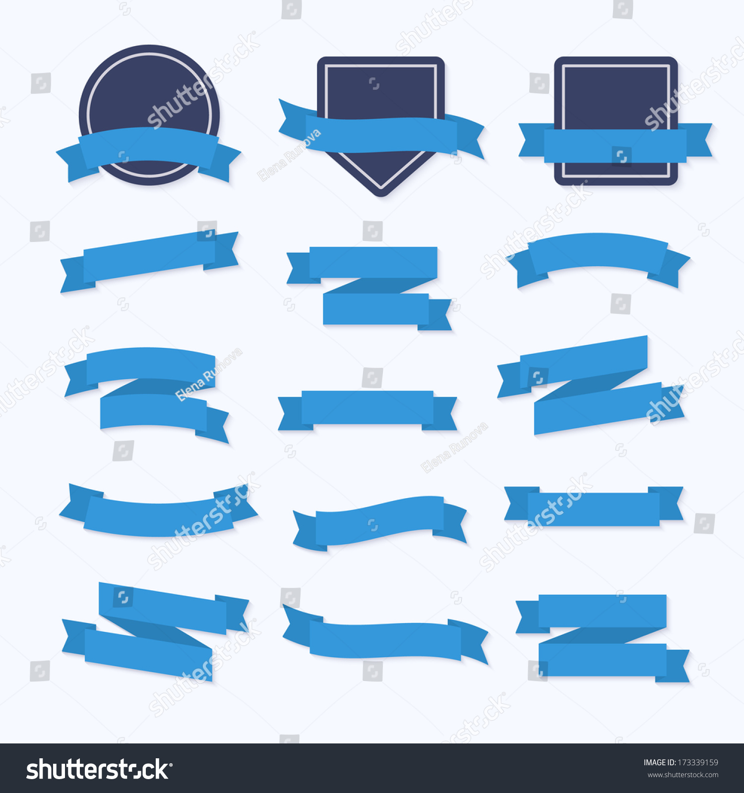 Blue Ribbons Badgesflat Style Stock Vector (Royalty Free) 173339159 ...