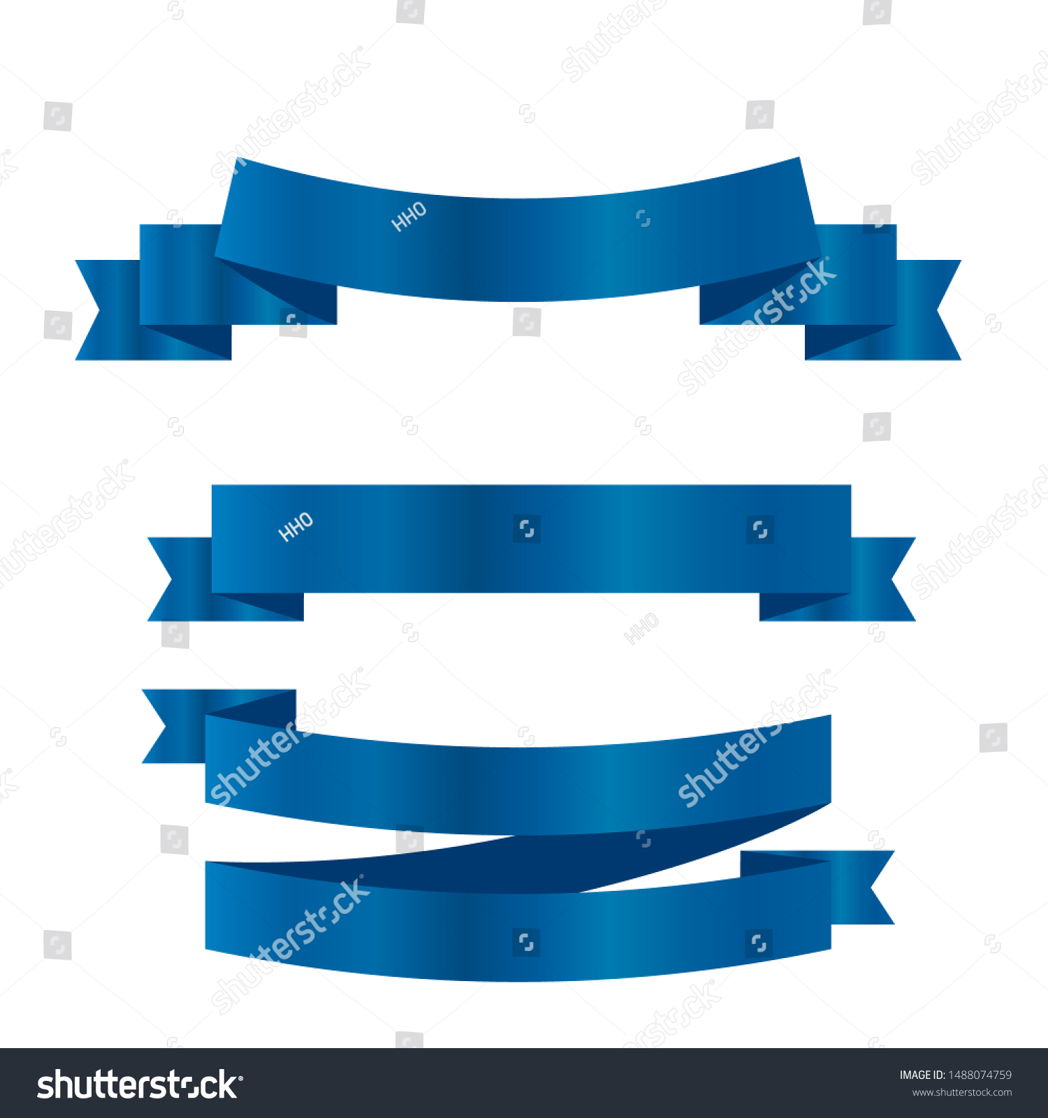 Blue Ribbons Setvector Ribbon Banners Stock Vector (Royalty Free