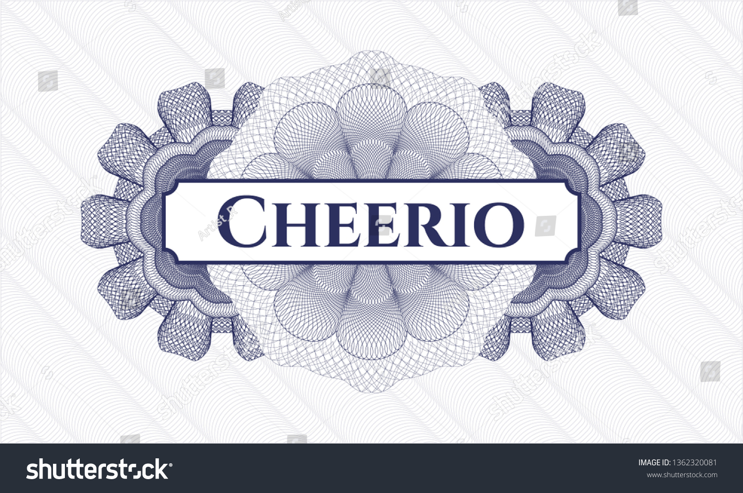 SVG of Blue rosette (money style emblem) with text Cheerio inside svg