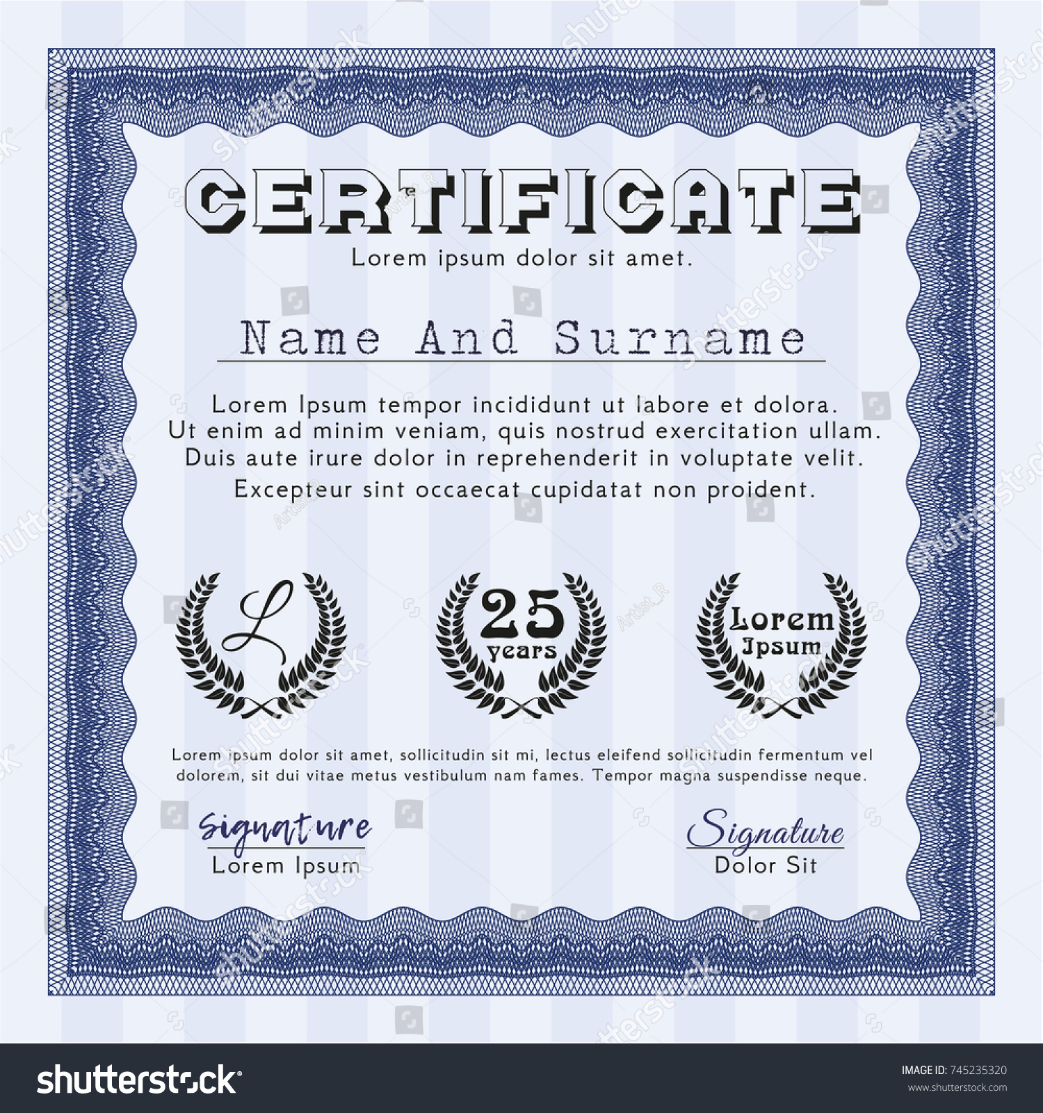 blue sample certificate or diploma modern design easy to print diploma format certificate