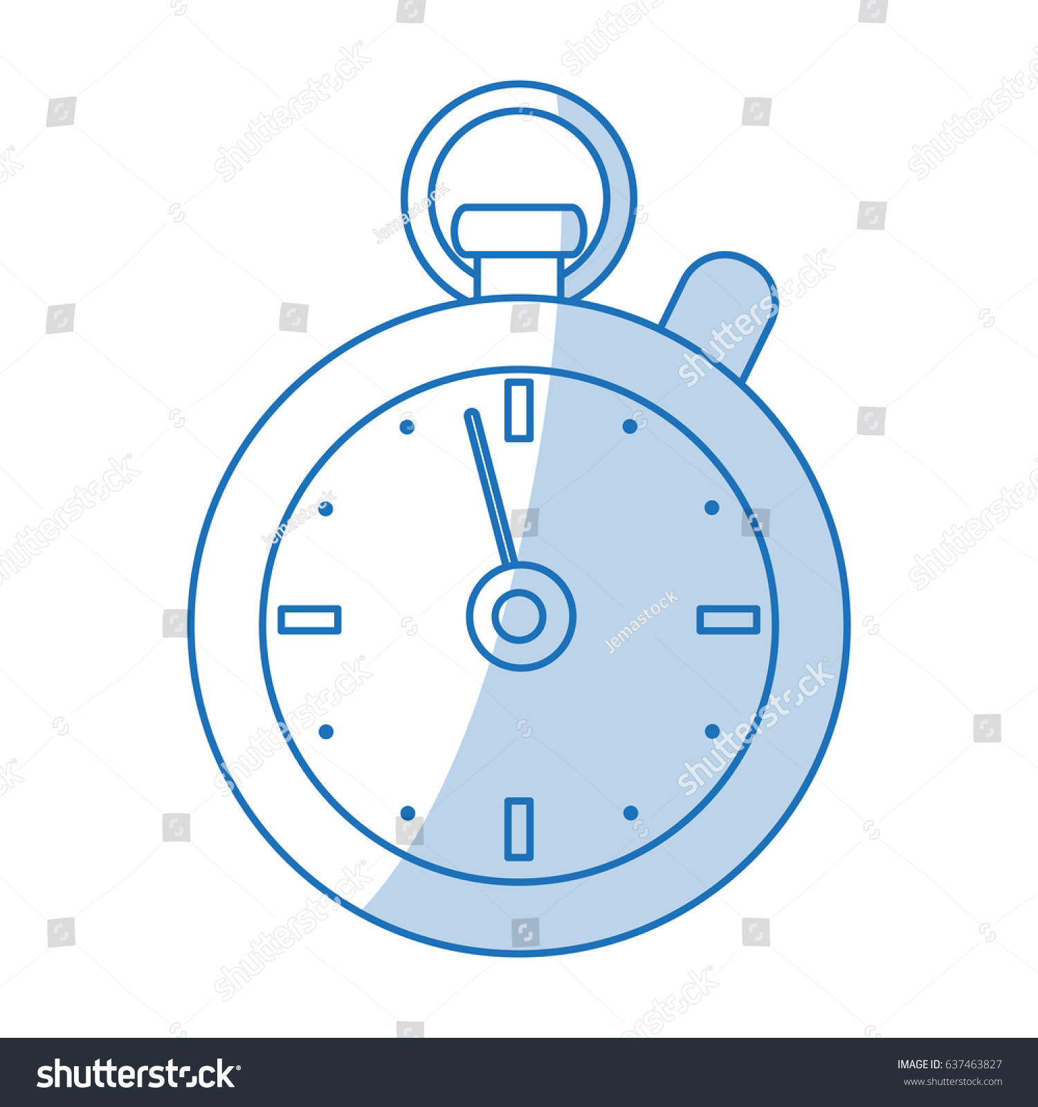 Blue Shading Silhouette Cartoon Stopwatch Icon Stock Vector (Royalty ...