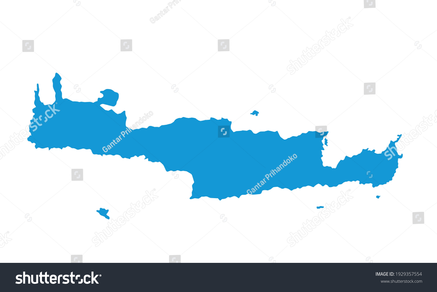 SVG of Blue silhouette of map of the island of Crete in greece on a white background svg