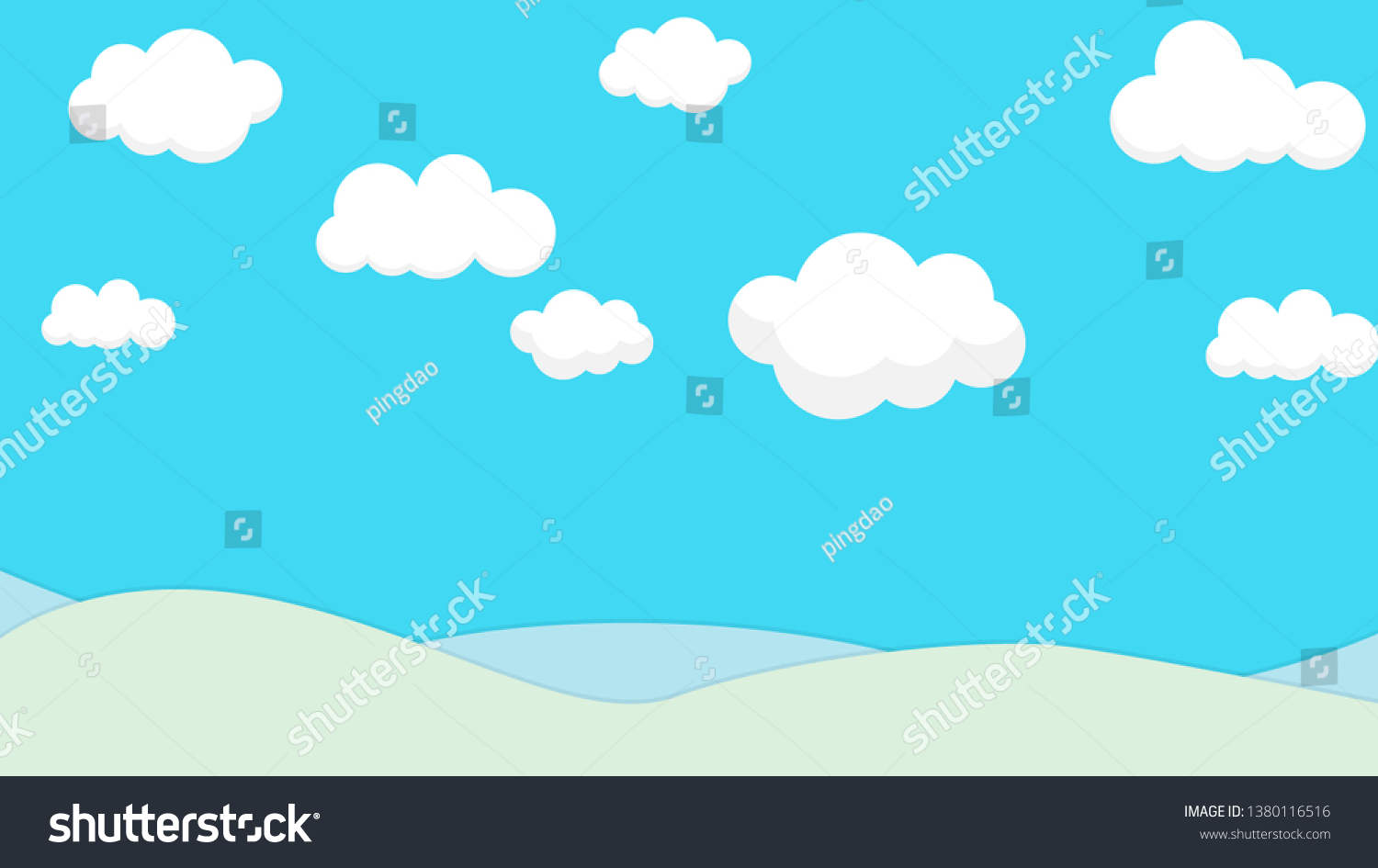 Blue Sky Clouds Cartoon Style Vector Stock Vector Royalty Free 1380116516 Shutterstock 4414