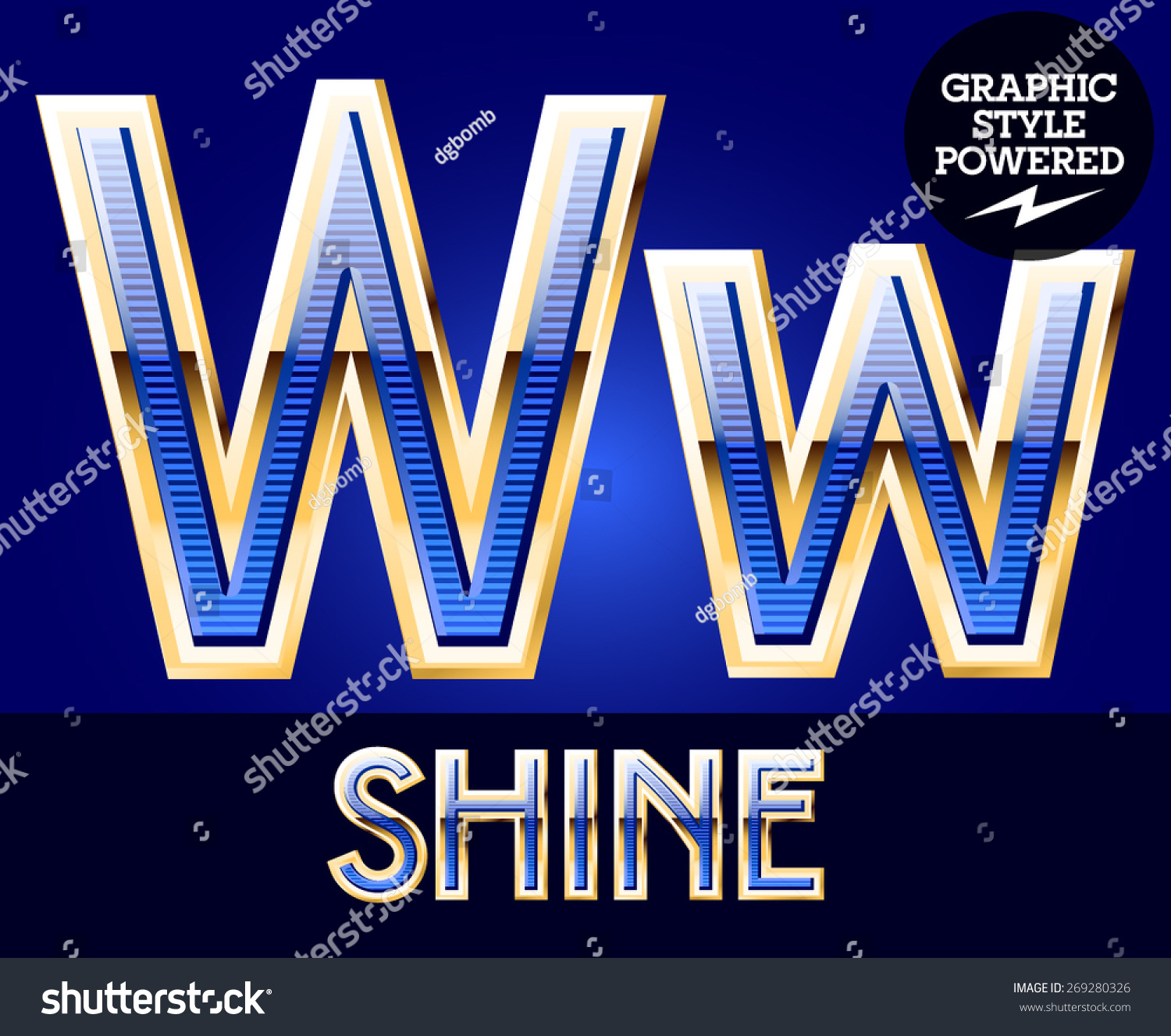 Blue Striped Alphabet Golden Border Letter Stock Vector (Royalty Free ...