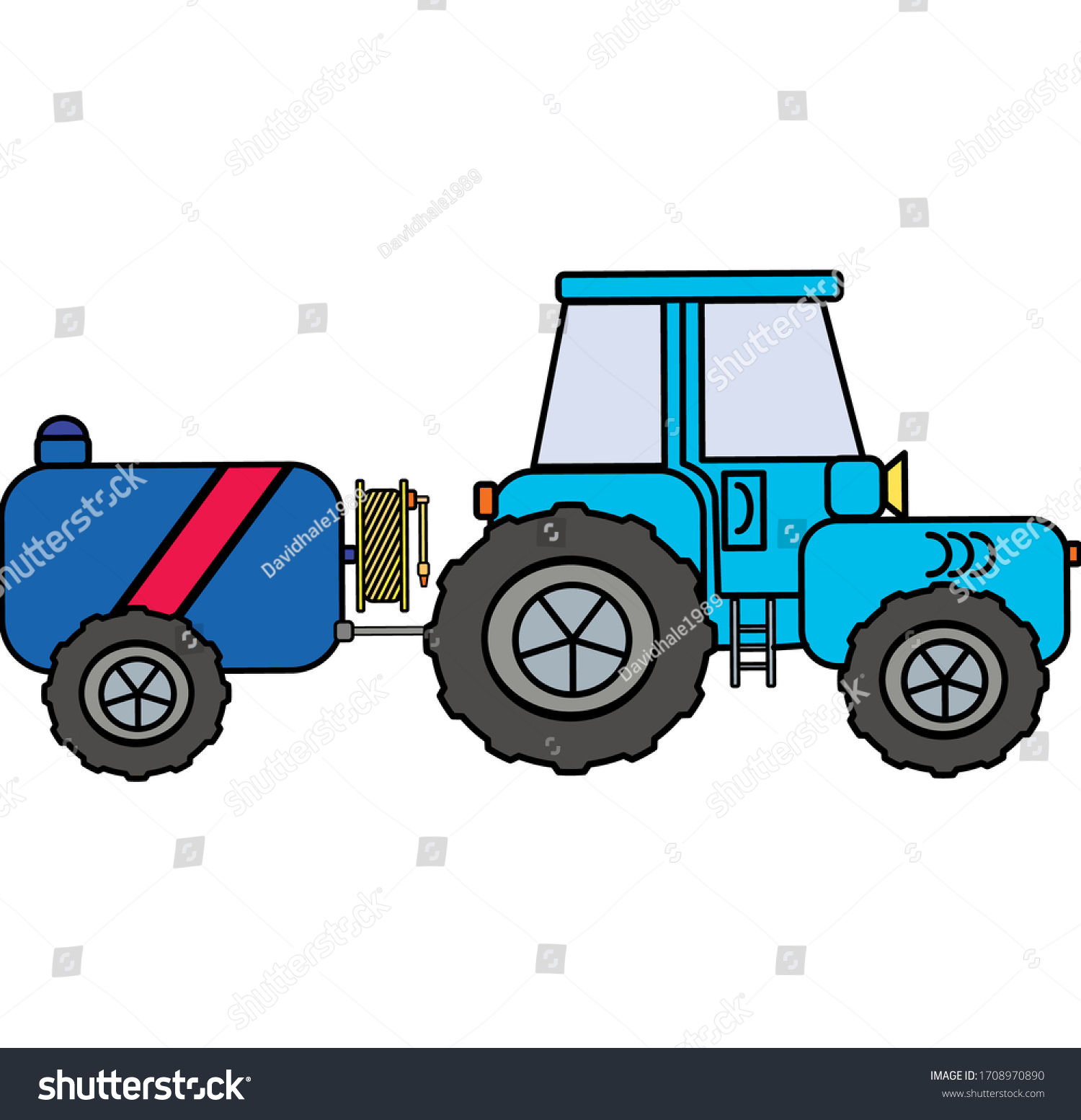 SVG of Blue tractor with water bowser svg