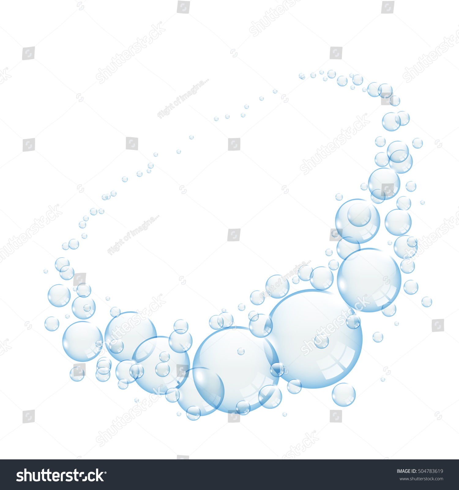 Blue Transparent Bubbles Swirl On White Stock Vector (Royalty Free ...