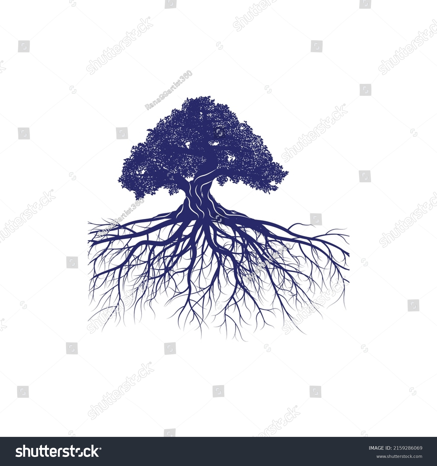 Blue Tree Roots Vector Art Template Stock Vector (Royalty Free ...
