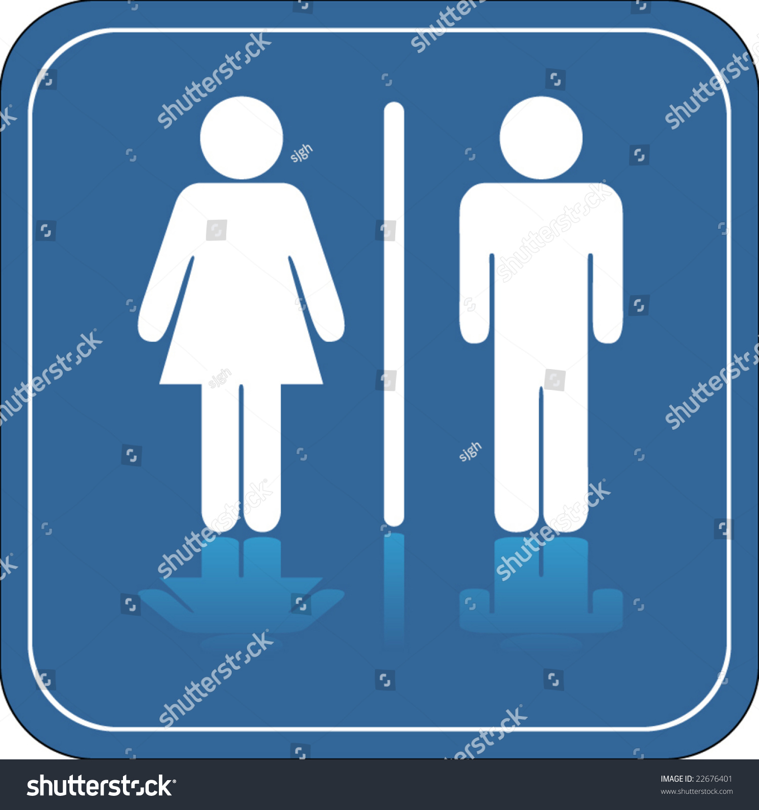 Blue Unisex Restroom Sign With Shadow Stock Vector Illustration ...