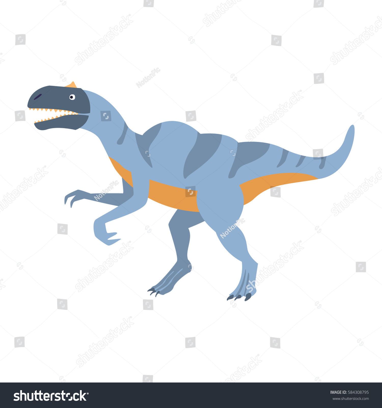 Blue Velociraptor Dinosaur Jurassic Period Prehistoric Stock Vector ...