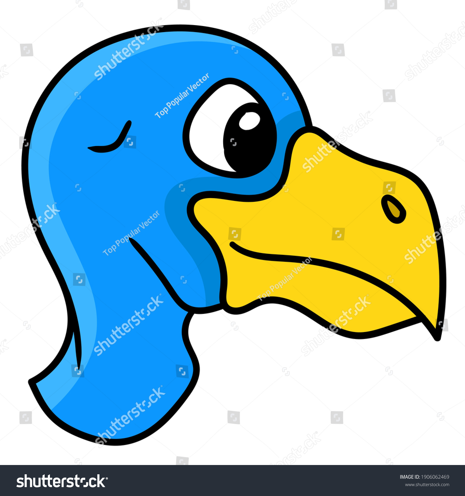 Blue Vulture Raven Head Emoticon Doodle Stock Vector (royalty Free 