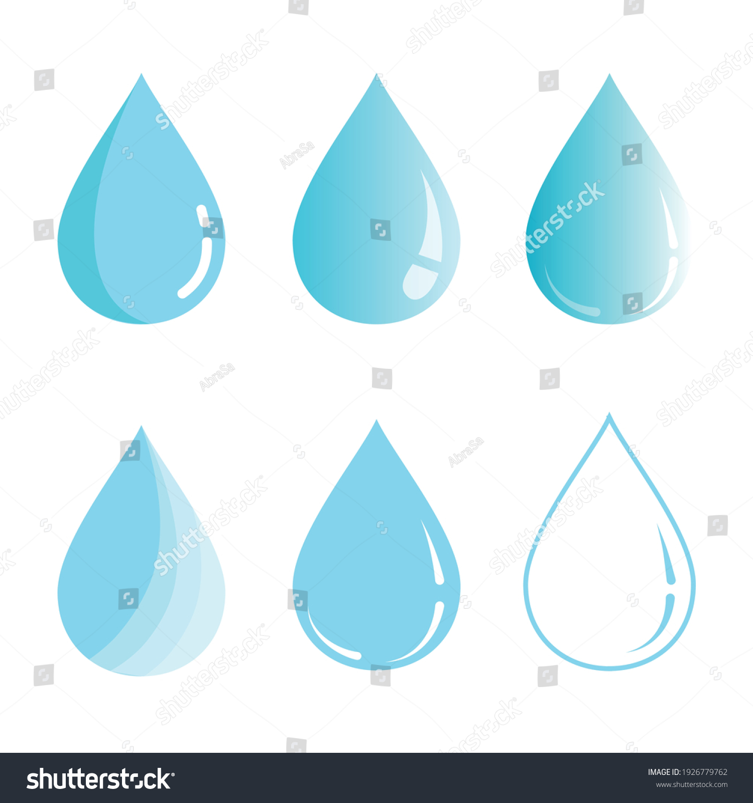 Blue Water Drops Vector Icons Set Stock Vector (Royalty Free ...