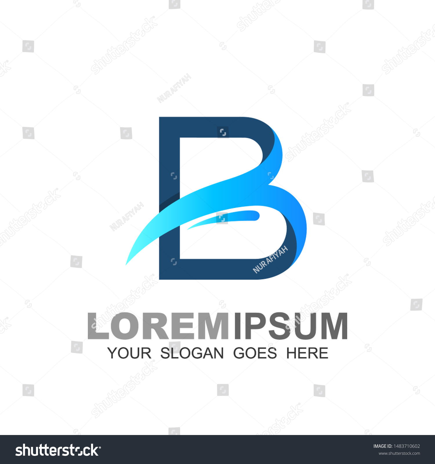 Blue Wave Logo Design Letter B Stock Vector (Royalty Free) 1483710602