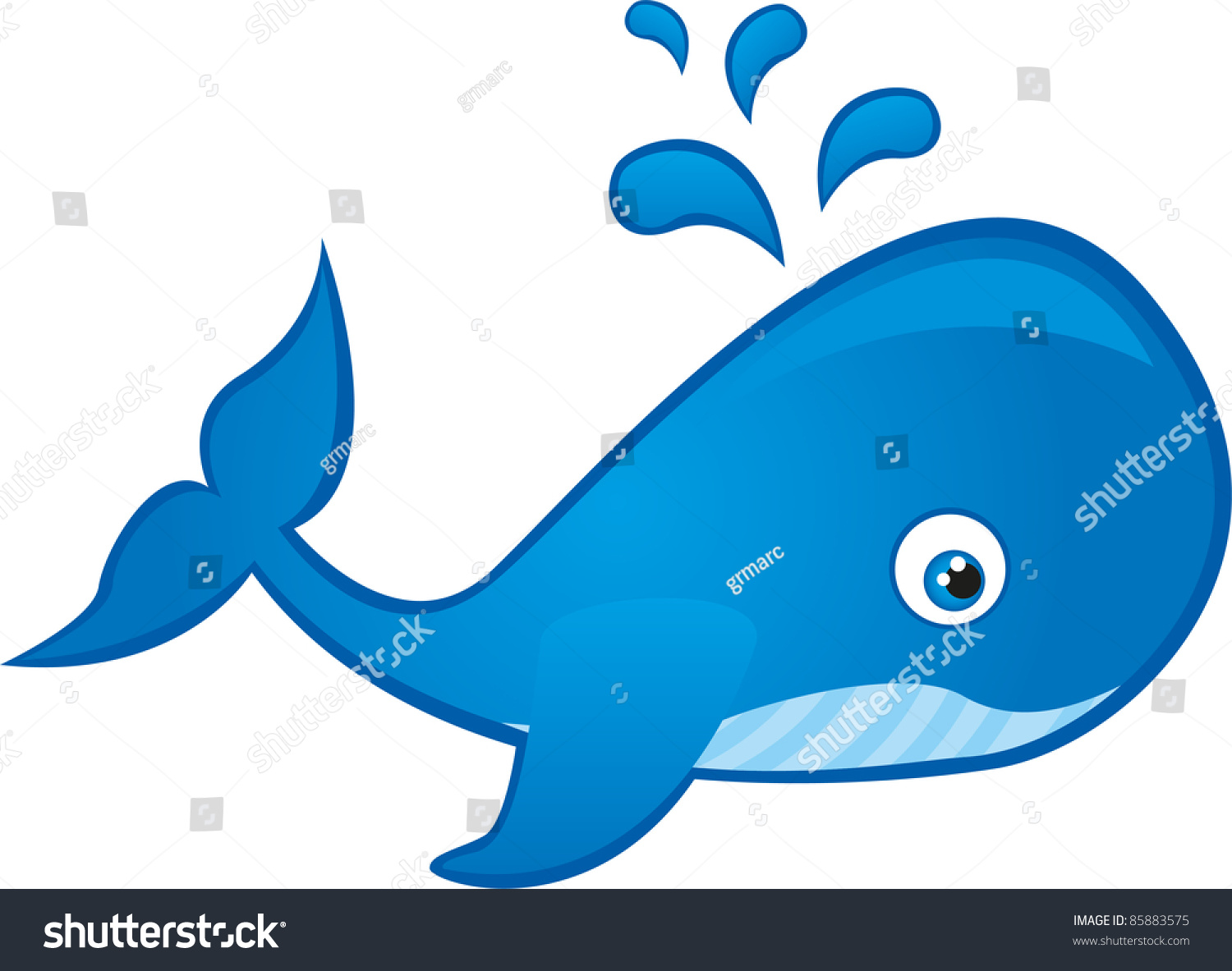 Blue Whale Cartoon Isolated Over White Stock Vector 85883575 - Shutterstock