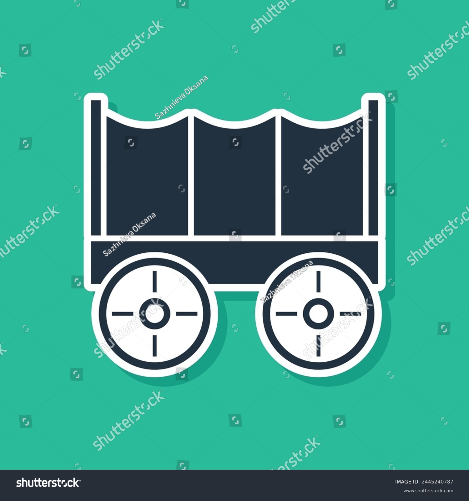 SVG of Blue Wild west covered wagon icon isolated on green background.  Vector svg