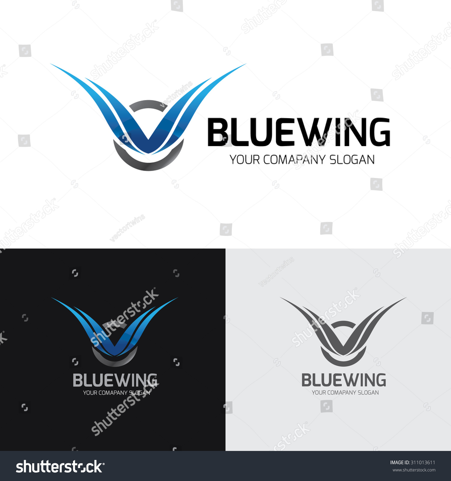 Blue Wing Logo Stock Vector (Royalty Free) 311013611 - Shutterstock