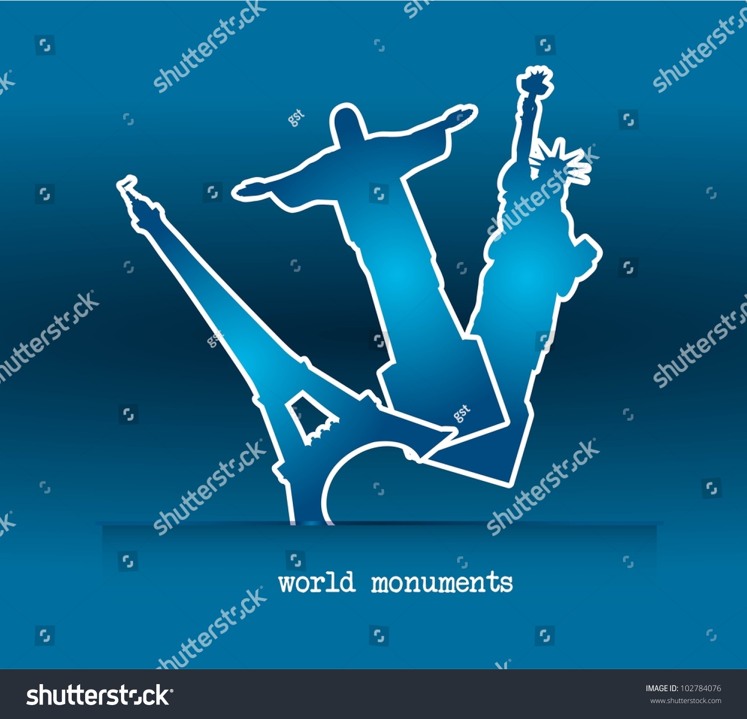 SVG of blue world monuments over blue background. vector illustration svg