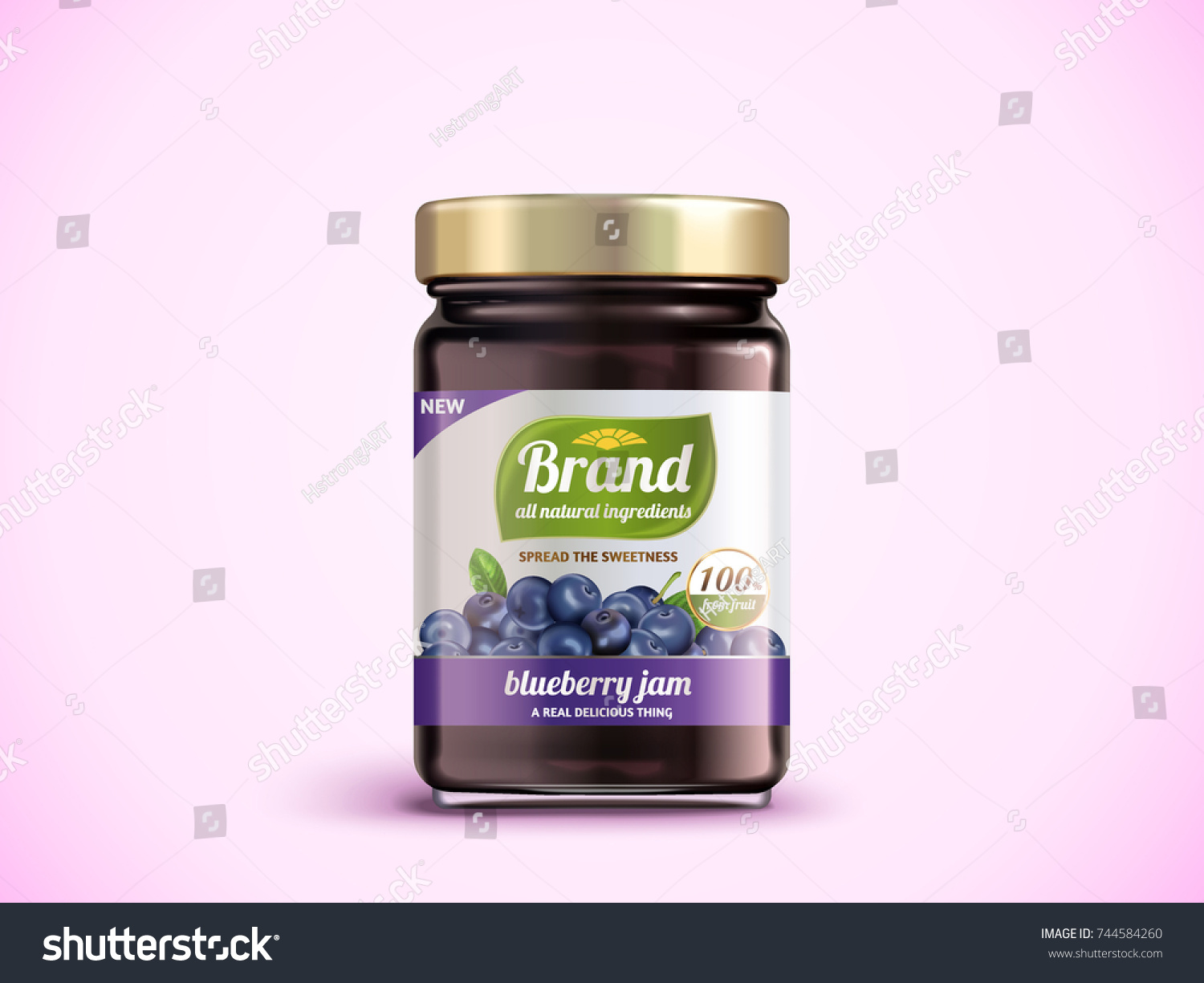 Download Blueberry Jam Package Design Glass Jar Stock Vector Royalty Free 744584260