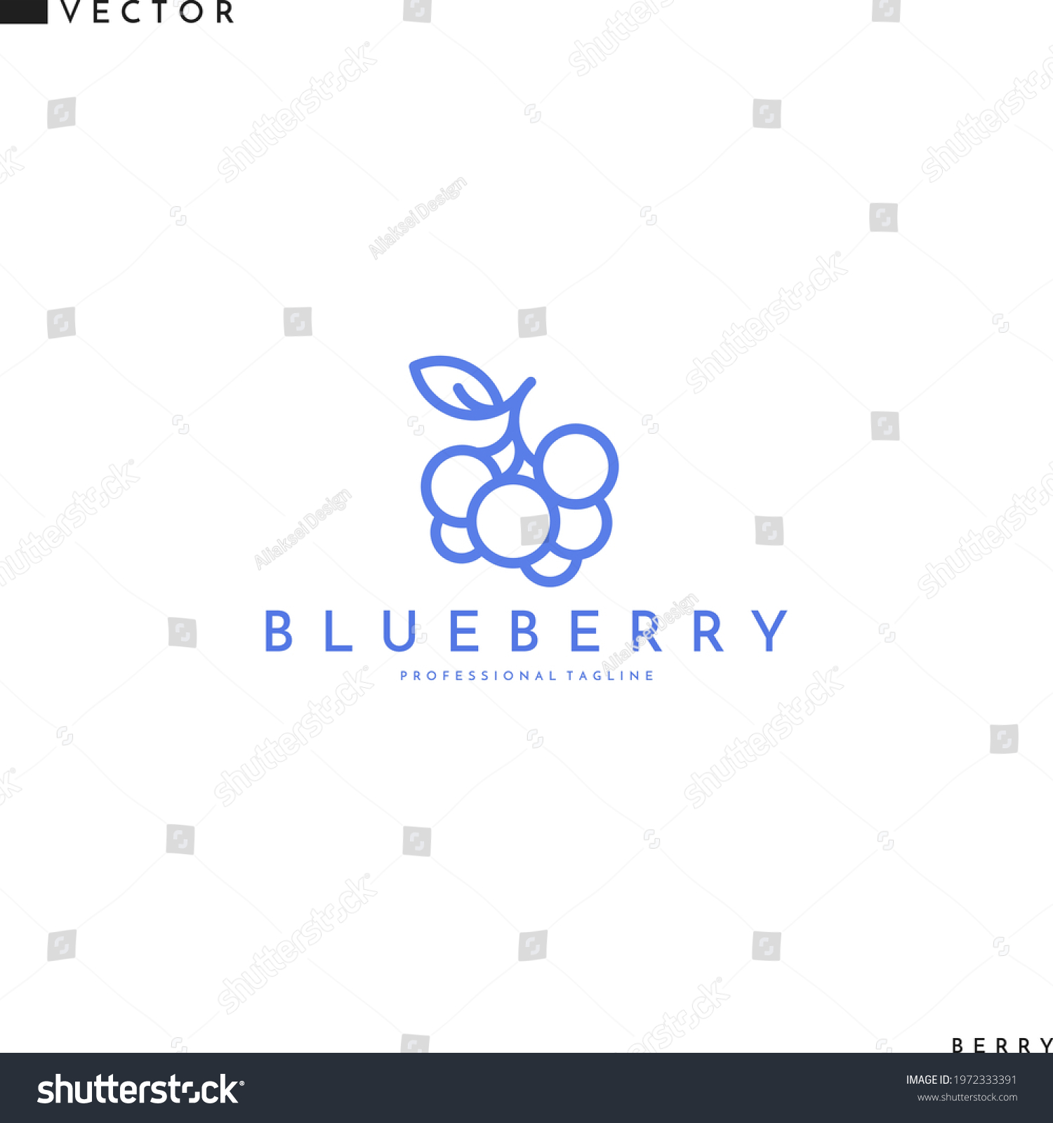 Blueberry Logo Template Outline Style Isolated Stock Vector Royalty