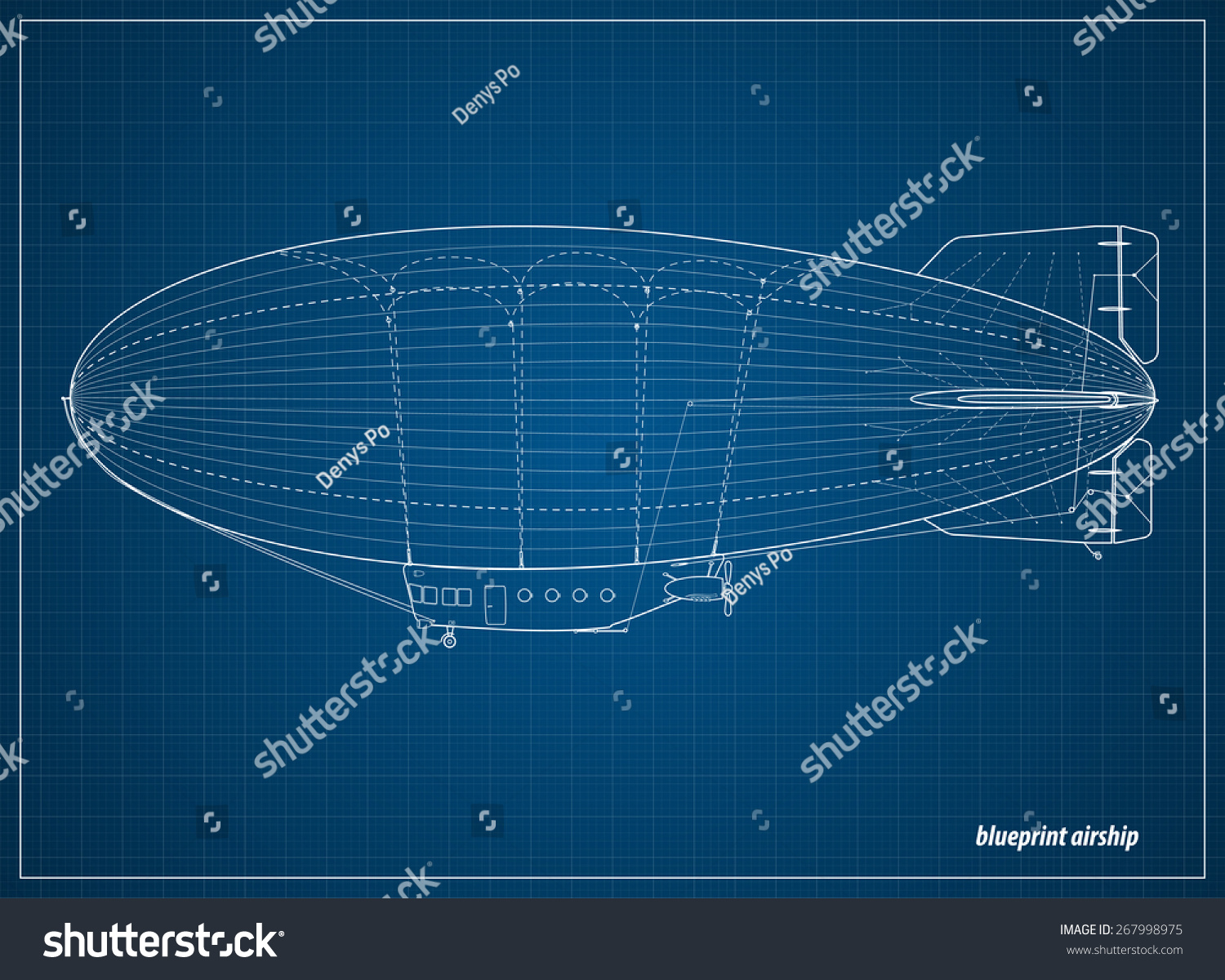 Blueprint Airship Vector Illustration Eps 10 Stock Vector 267998975 ...