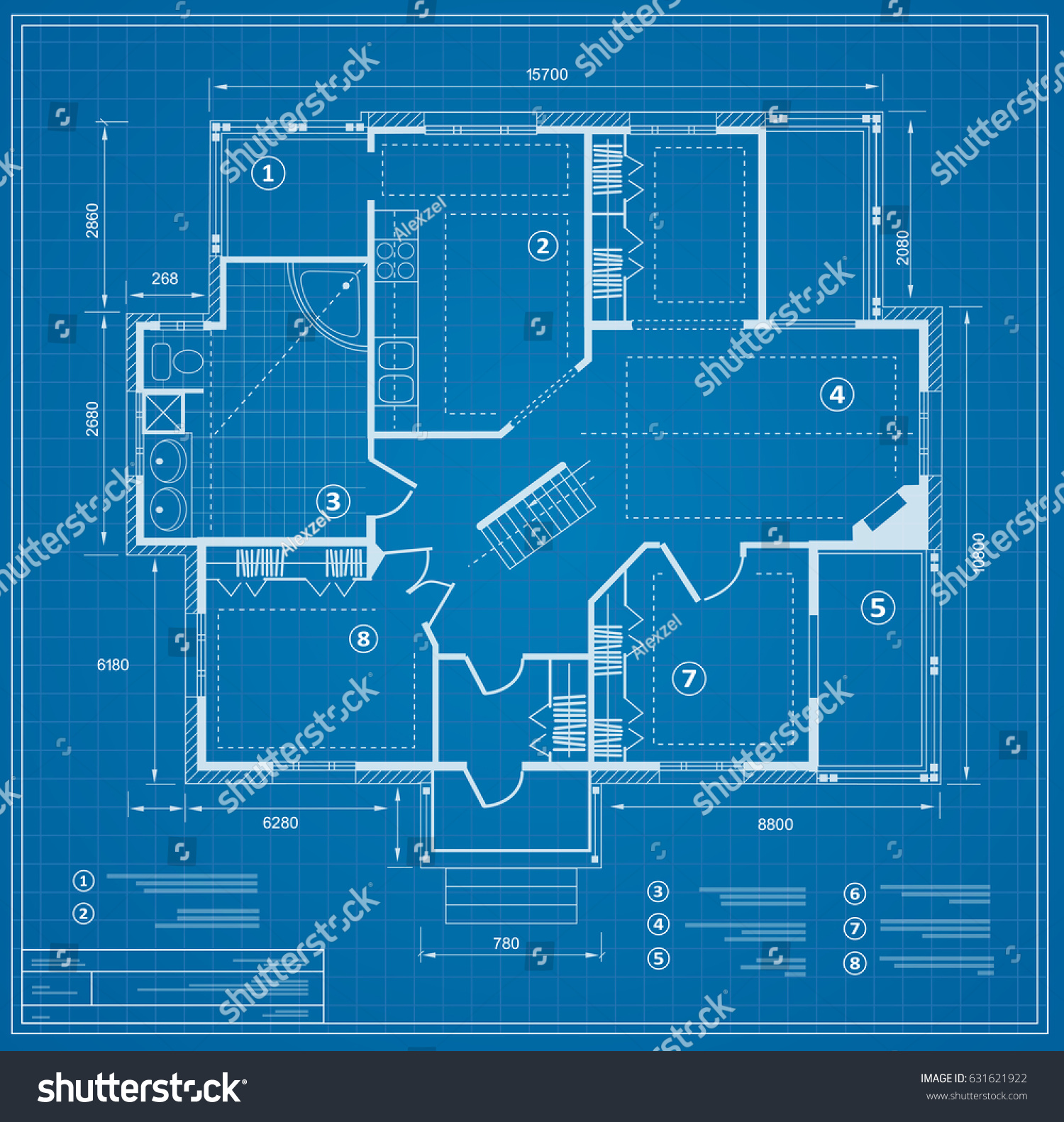 Blueprint House Plan Drawing Figure Jotting Stock Vector (Royalty Free ...