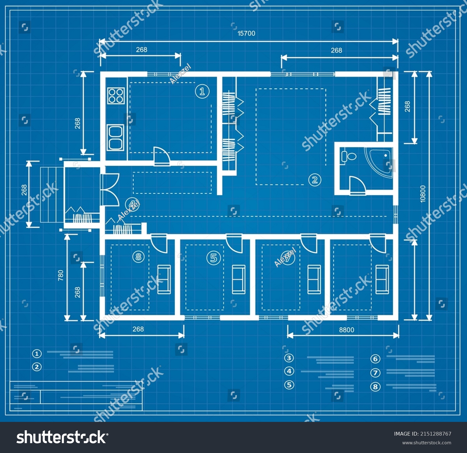 Blueprint House Plan Drawing Figure Jotting Stock Vector (Royalty Free ...