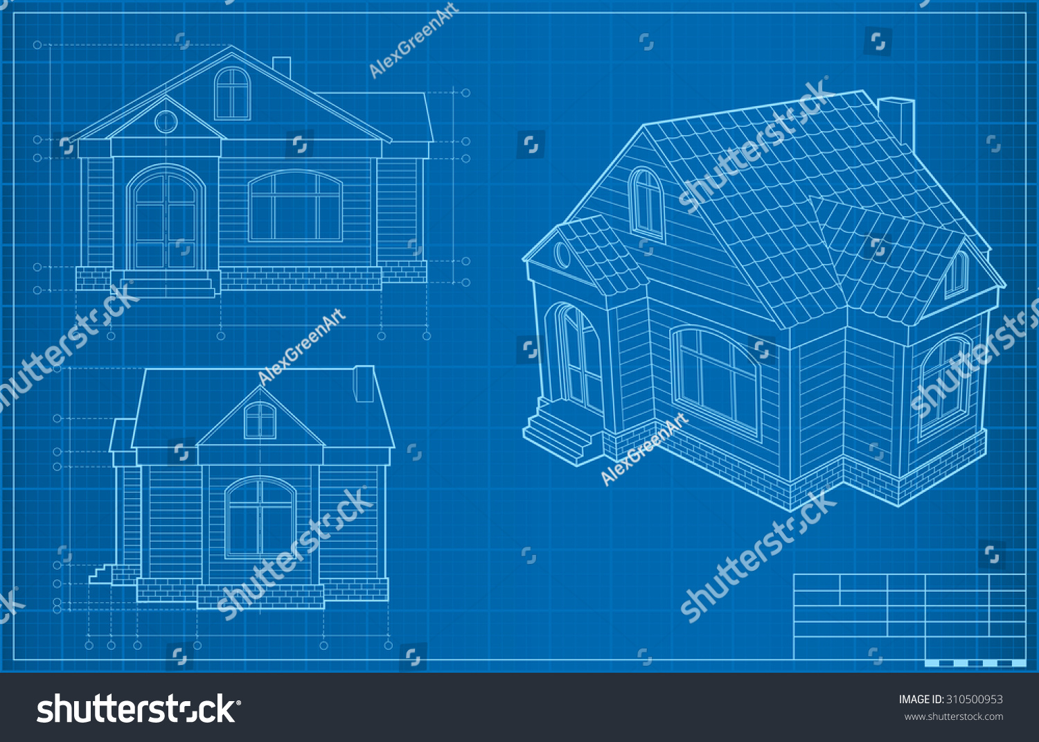 Blueprint House Vector Illustration Stock Vector (Royalty Free ...