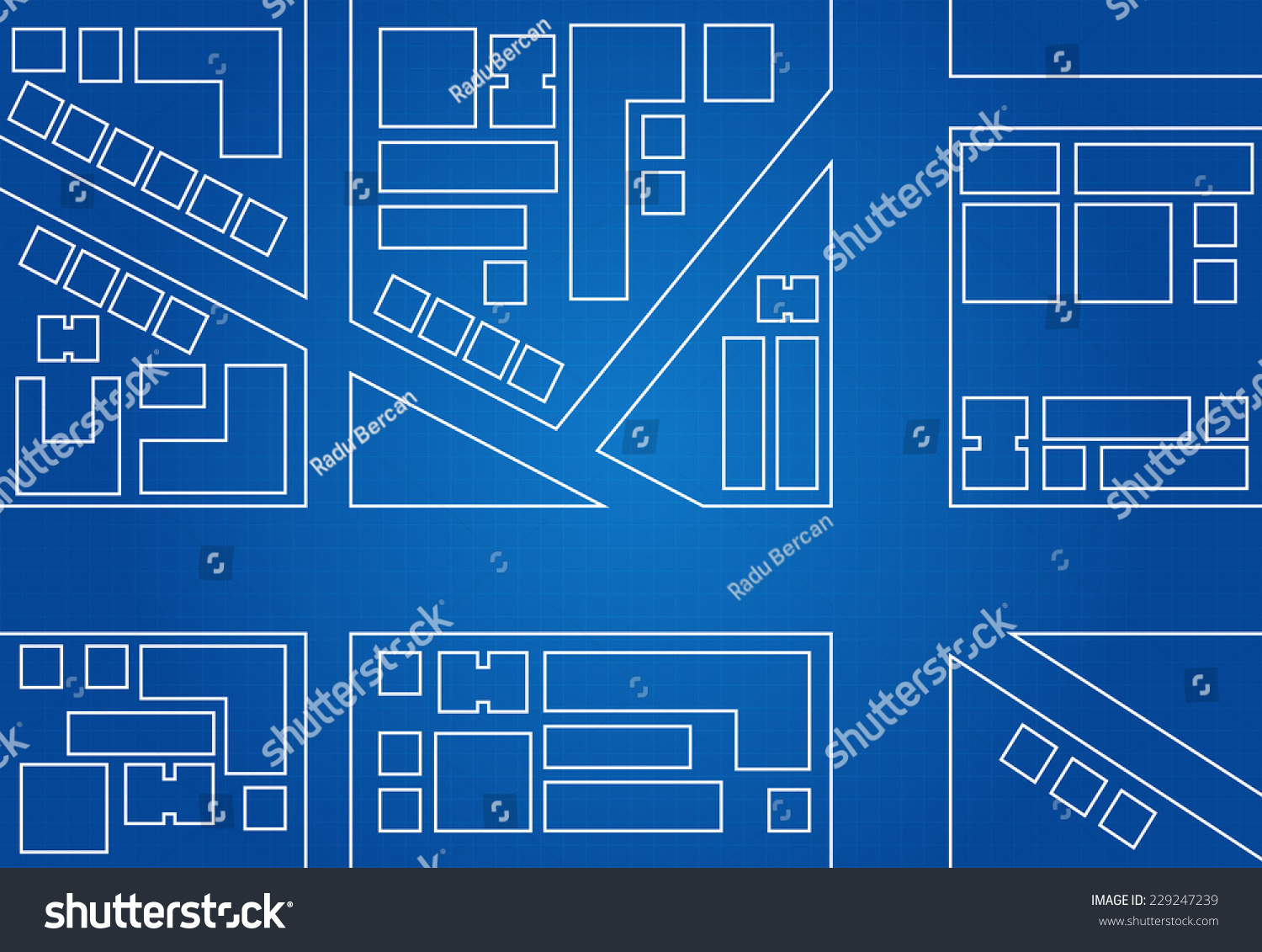 Download Blueprint City Map Main Street Buildings Stock Vector Royalty Free 229247239