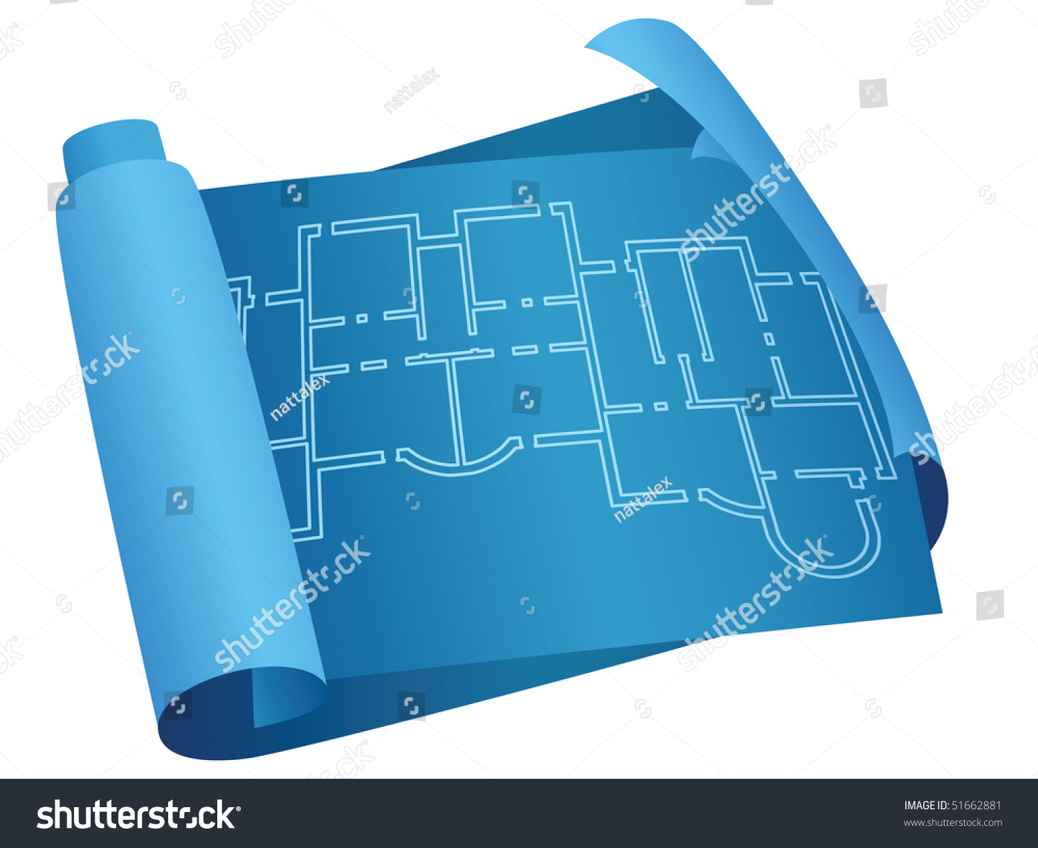 Blueprint Scroll. Plan Of The House Stock Vector Illustration 51662881 ...