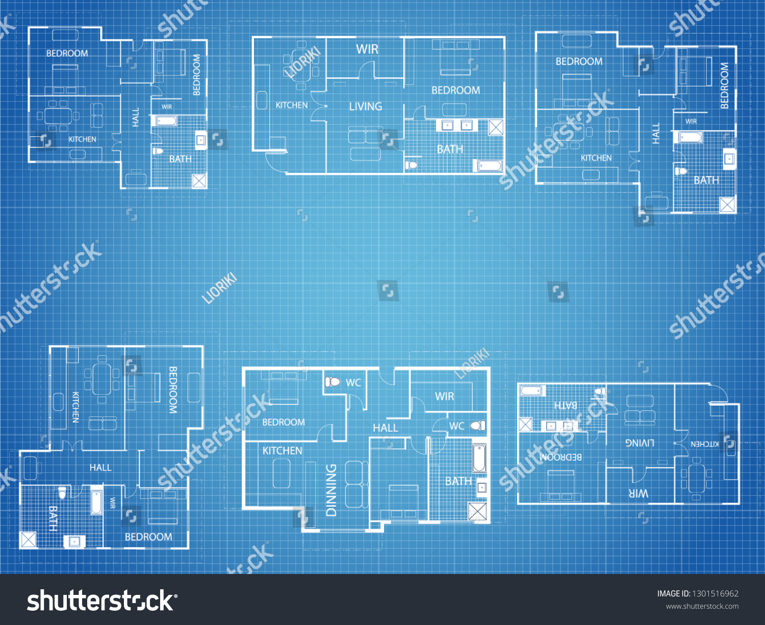 Blueprint Vector Floor Plan Apartment Professional Stock Vector ...