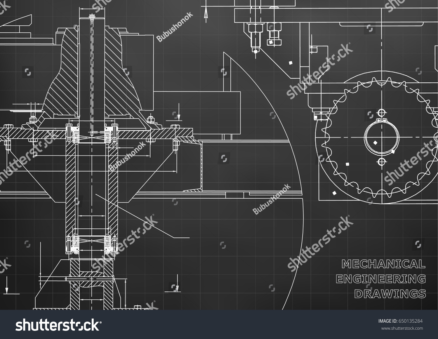 Blueprints Mechanical Engineering Drawings Cover Banner Stock Vector ...