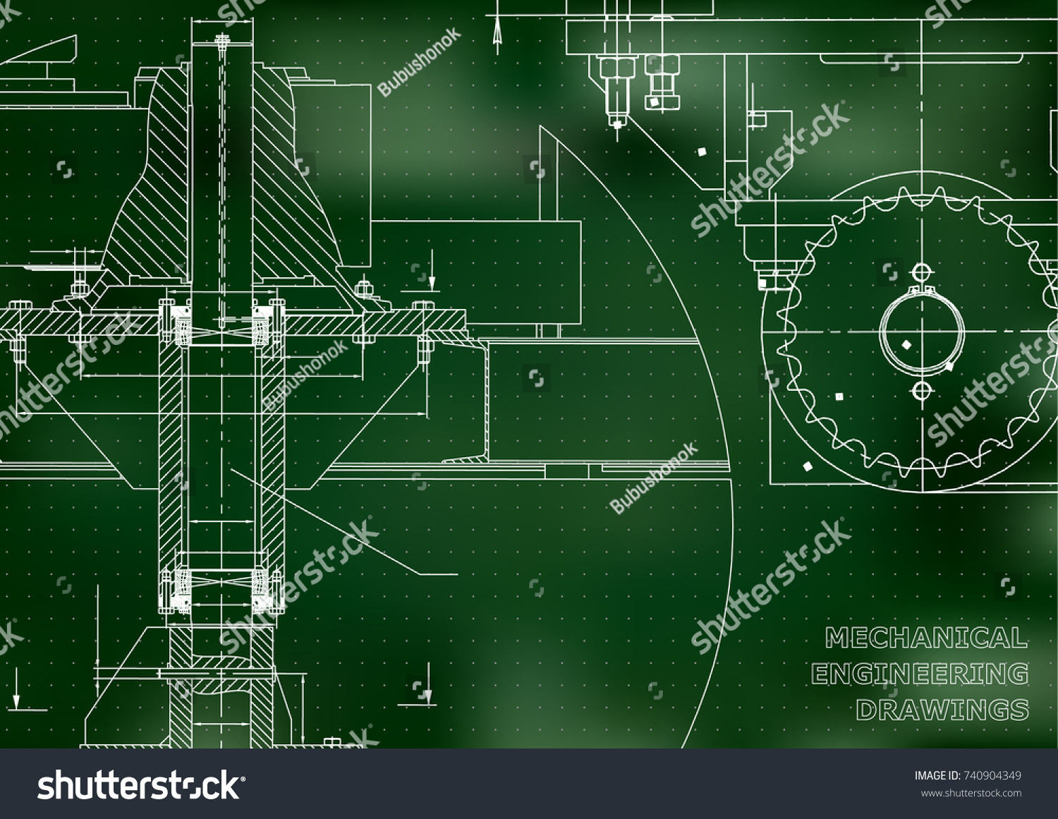 Blueprints Mechanical Engineering Drawings Cover Banner Stock Vector ...