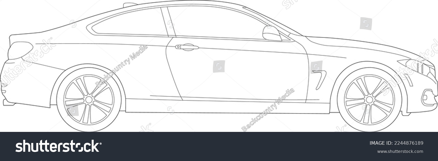SVG of BMW Car Vector Template Wireframe. Coupe Blueprint. Blank Coupe Vehicle Template Side View svg