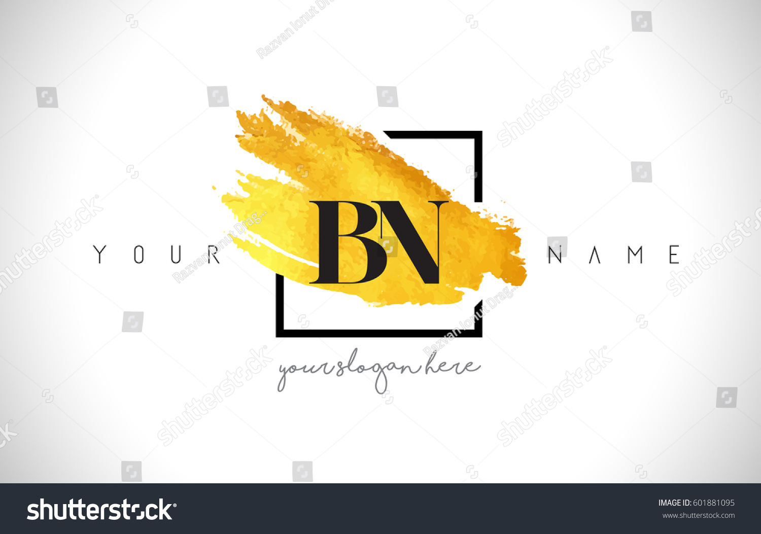 Bn Golden Letter Logo Design Creative Stock Vector (Royalty Free) 601881095