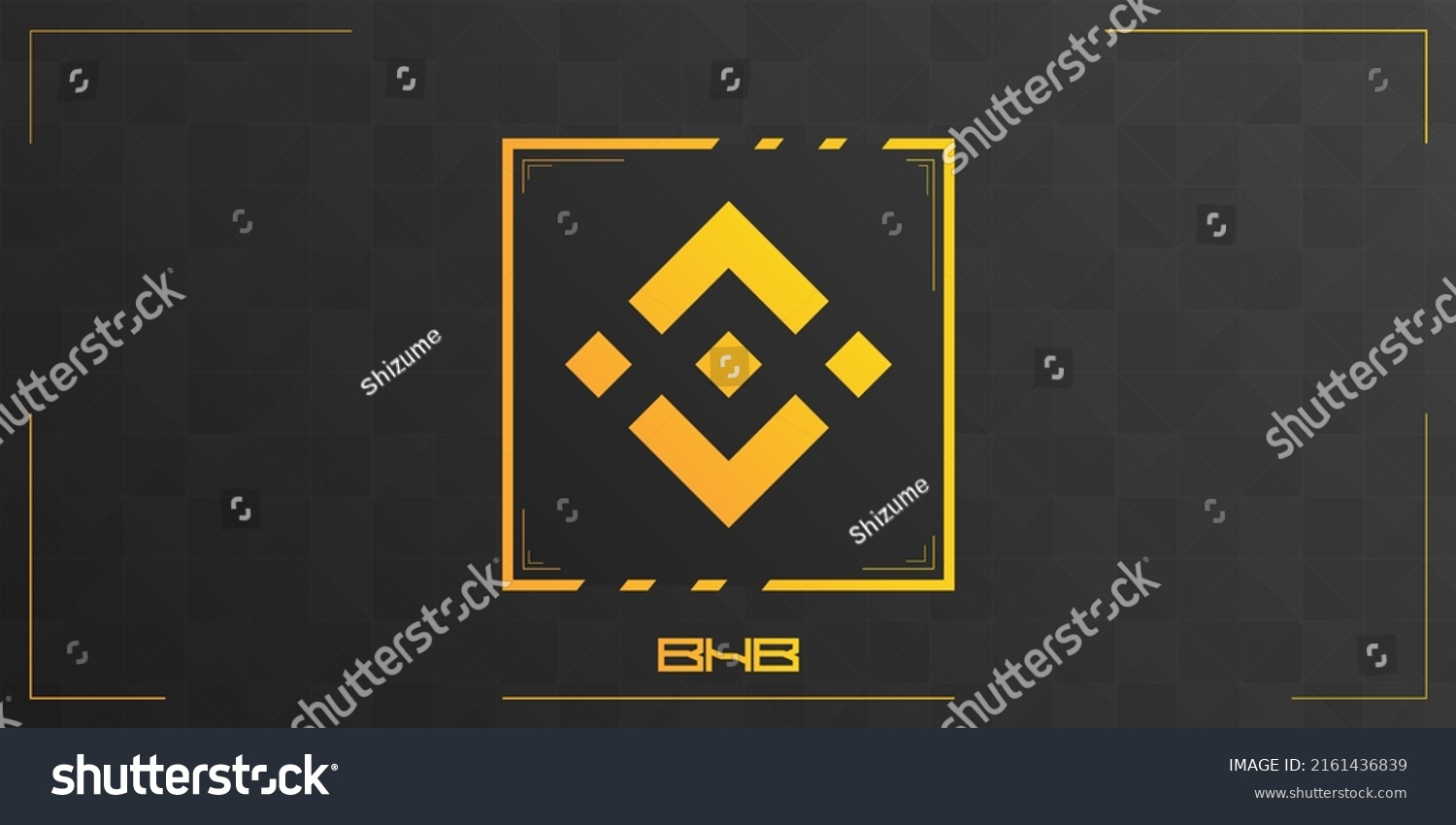 SVG of BNB cryptocurrency colorful logo on dark background with triangles pattern decoration. Vector illustration. svg