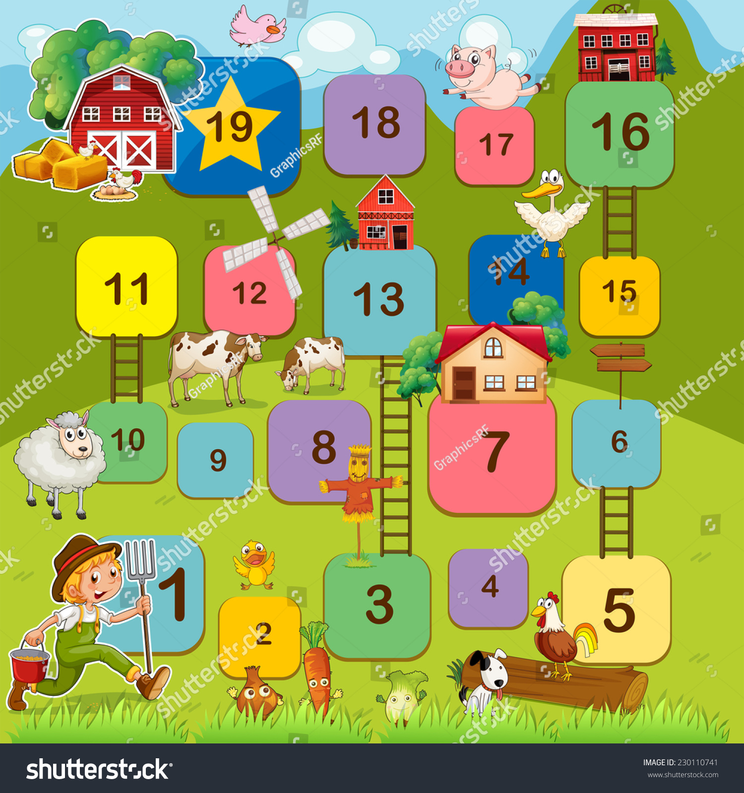 Board Game Farm Animals Stock Vector 230110741 - Shutterstock