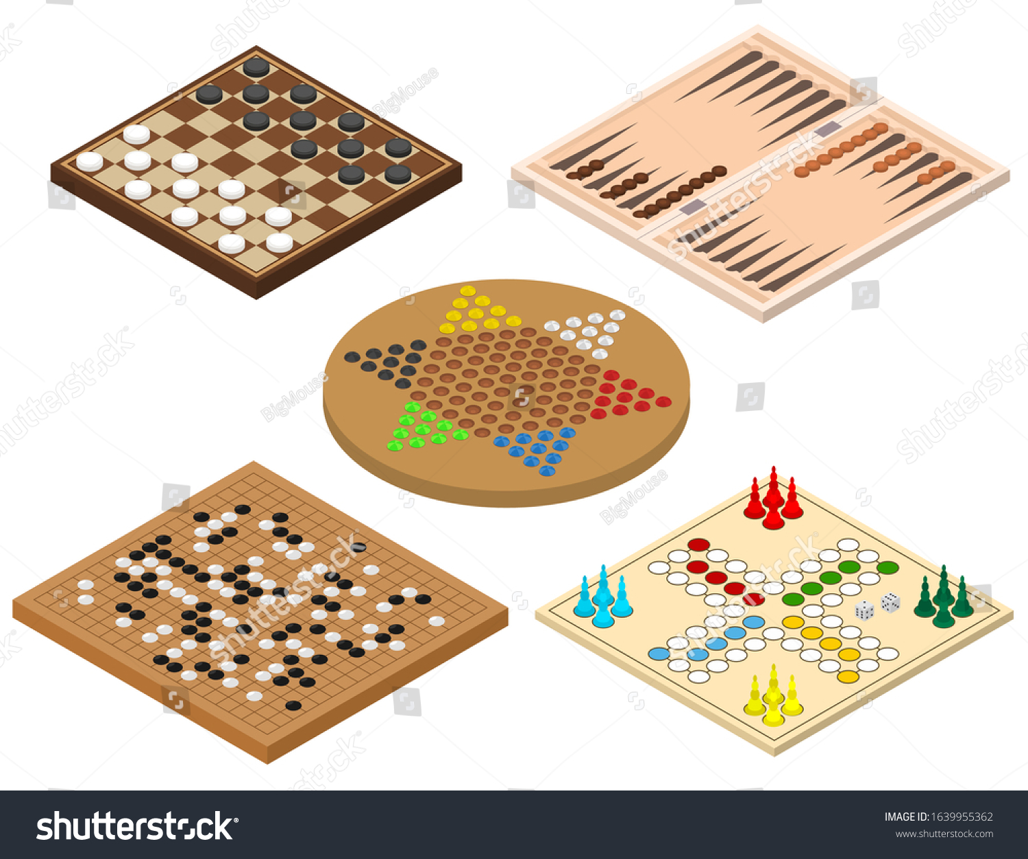 SVG of Board Games Sign 3d Icon Set Isometric View Include of Chinese Checkers and Backgammon. Vector illustration of Icons svg