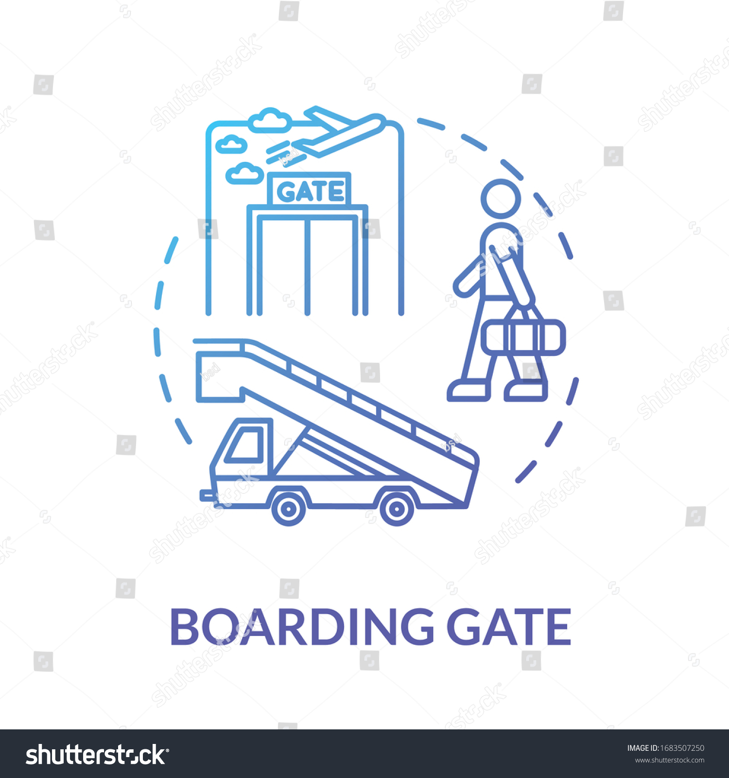 Boarding Gate Concept Icon Airport Terminal Stock Vector (Royalty Free ...