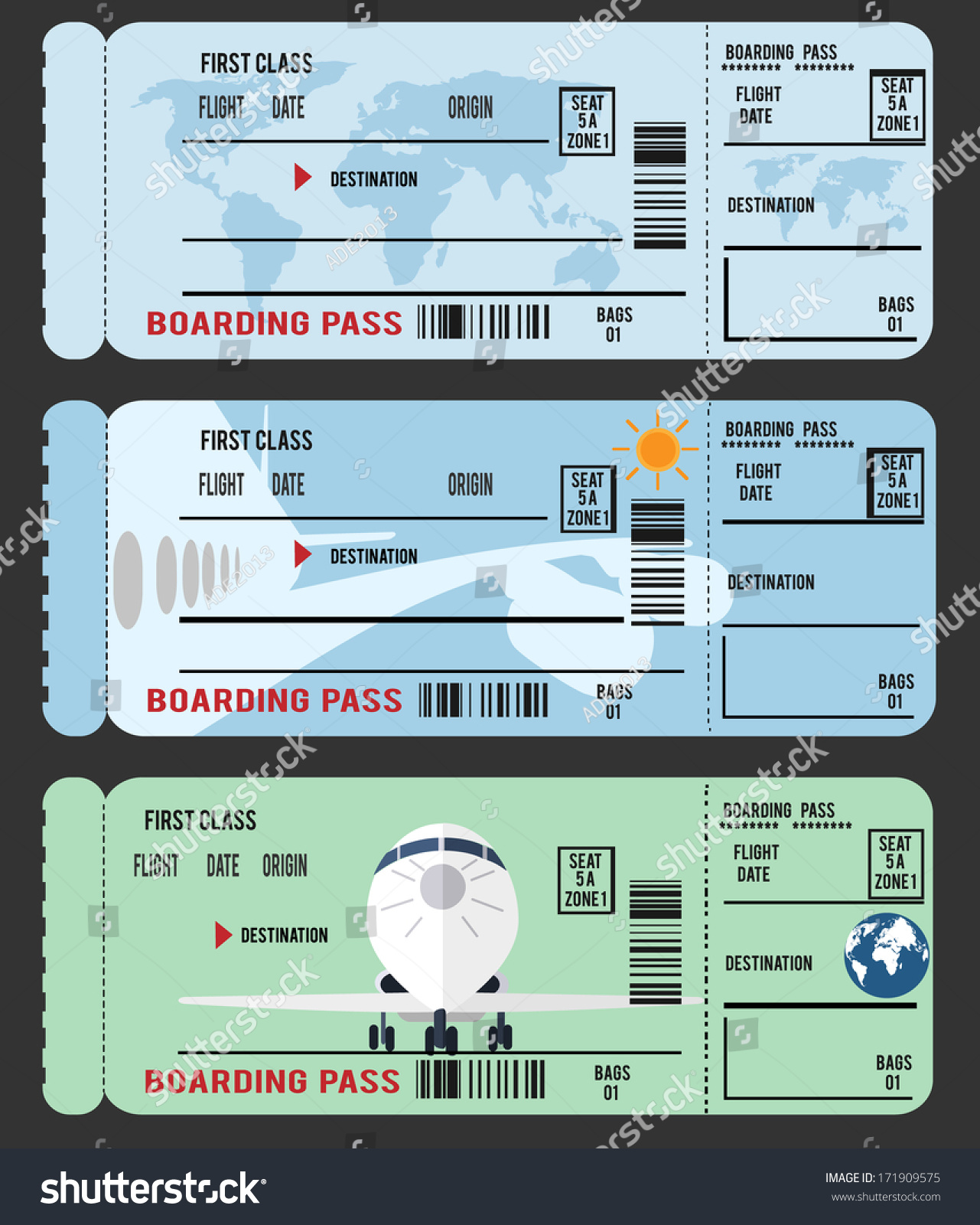 Boarding Pass (Airline Ticket) Stock Vector 171909575 : Shutterstock